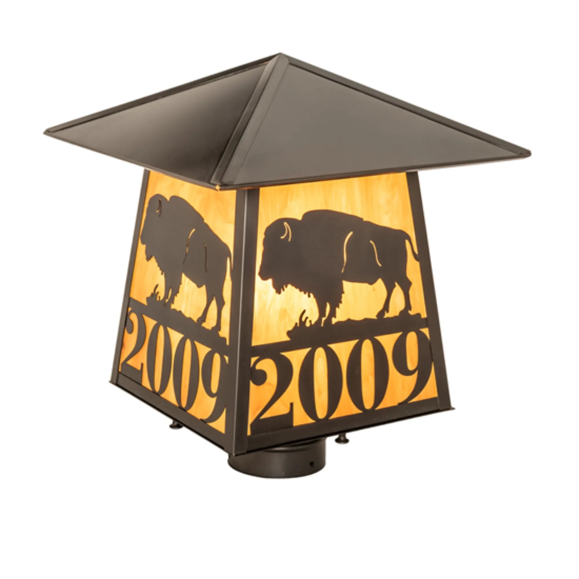 12" Square Personalized Buffalo Post Mount – Craftsman Brown – Wet-Rated – Meyda Lighting