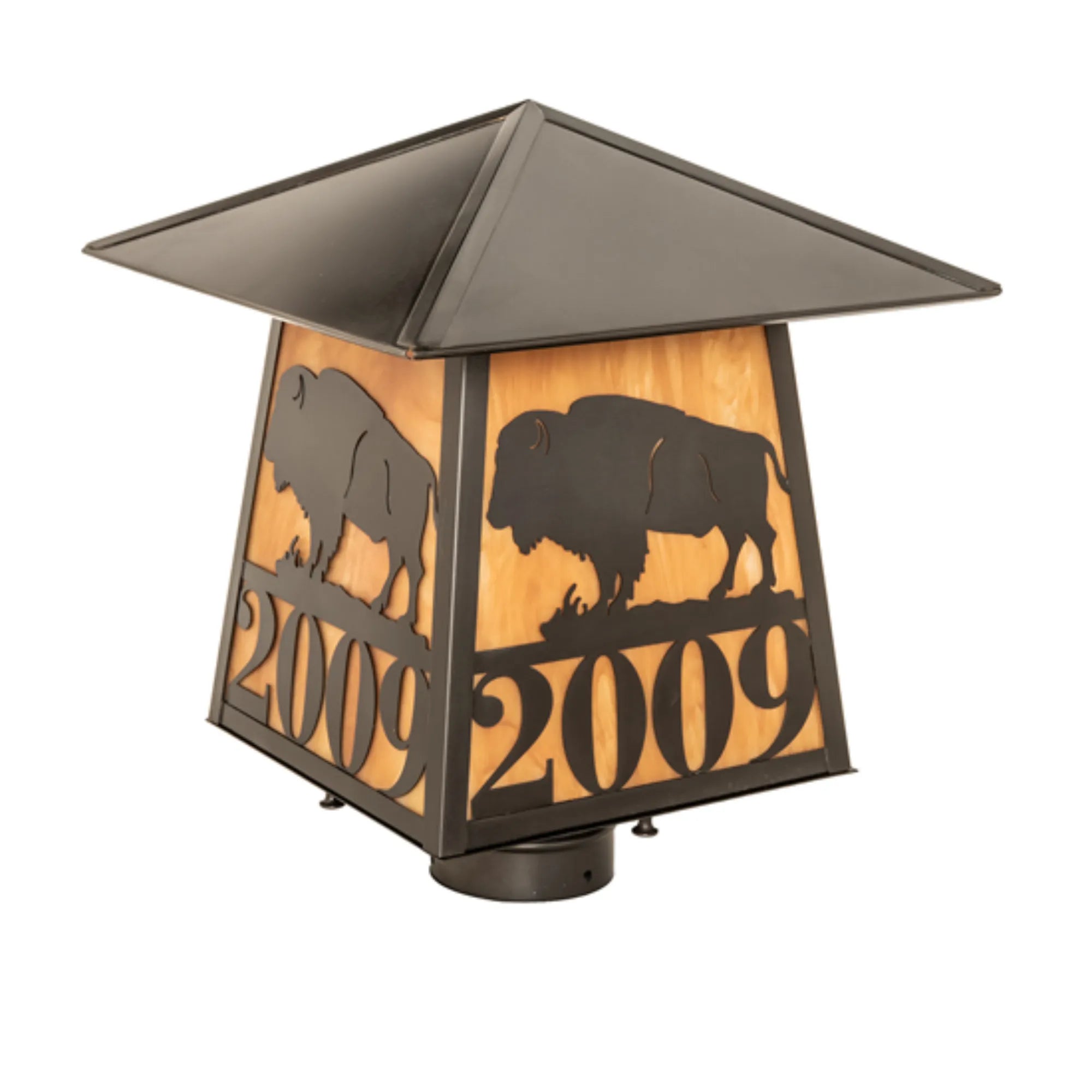 12" Square Personalized Buffalo Post Mount – Craftsman Brown – Wet-Rated – Meyda Lighting