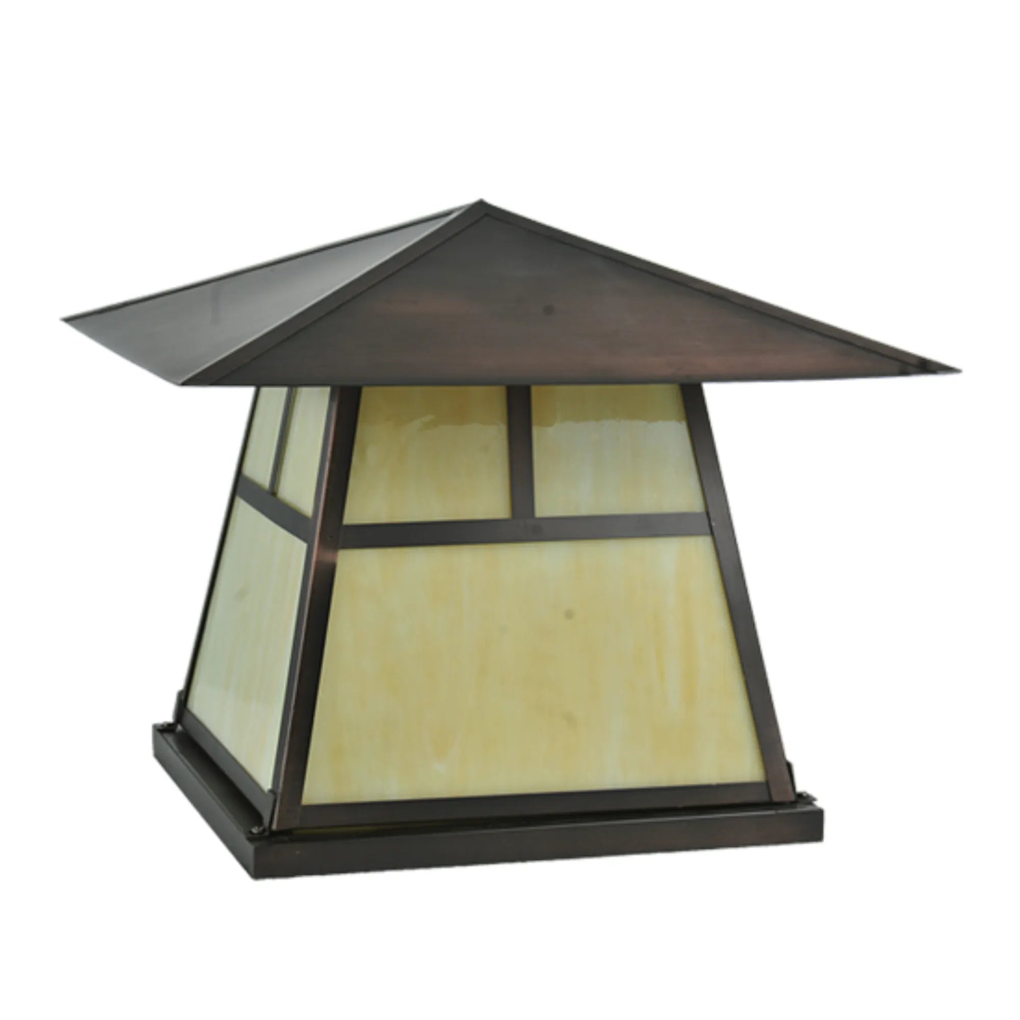 15" Square Stillwater "T" Mission Pier Mount – Craftsman Brown – Wet-Rated – Meyda Lighting