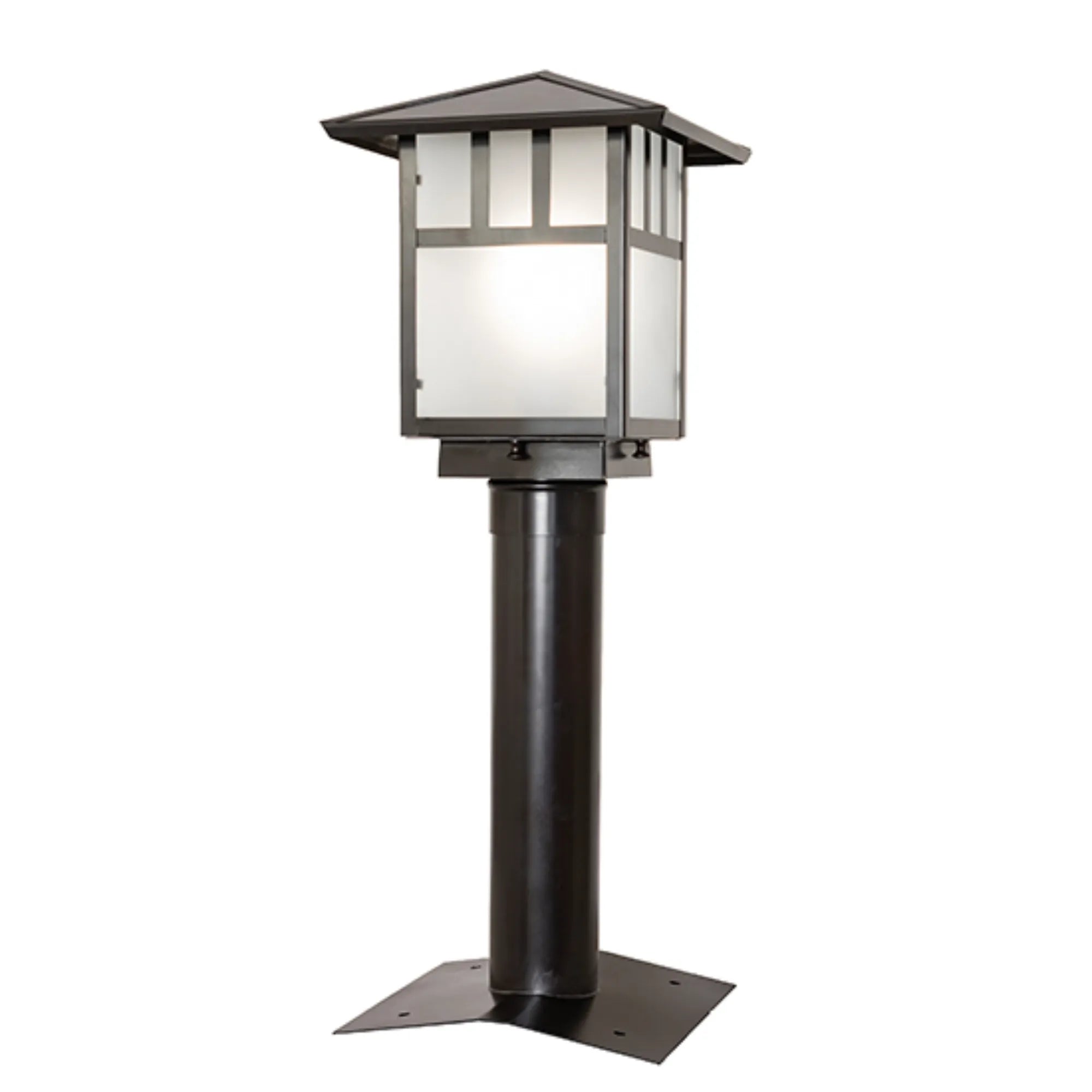 9" Square Seneca Double Bar Mission Post Mount – Craftsman Brown – Wet-Rated – Meyda Lighting