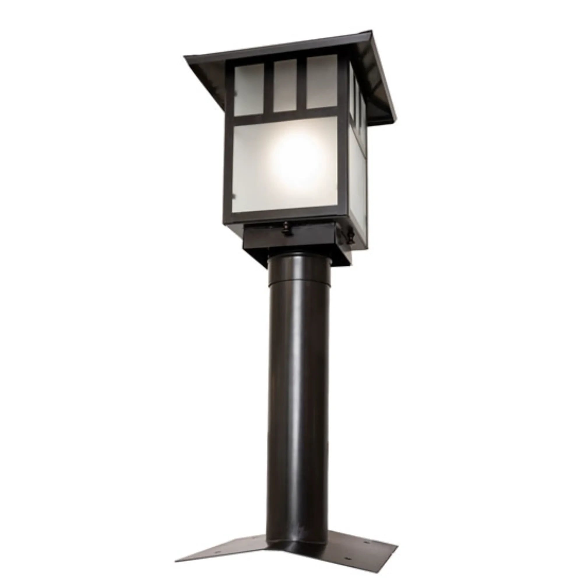 9" Square Seneca Double Bar Mission Post Mount – Craftsman Brown – Wet-Rated – Meyda Lighting