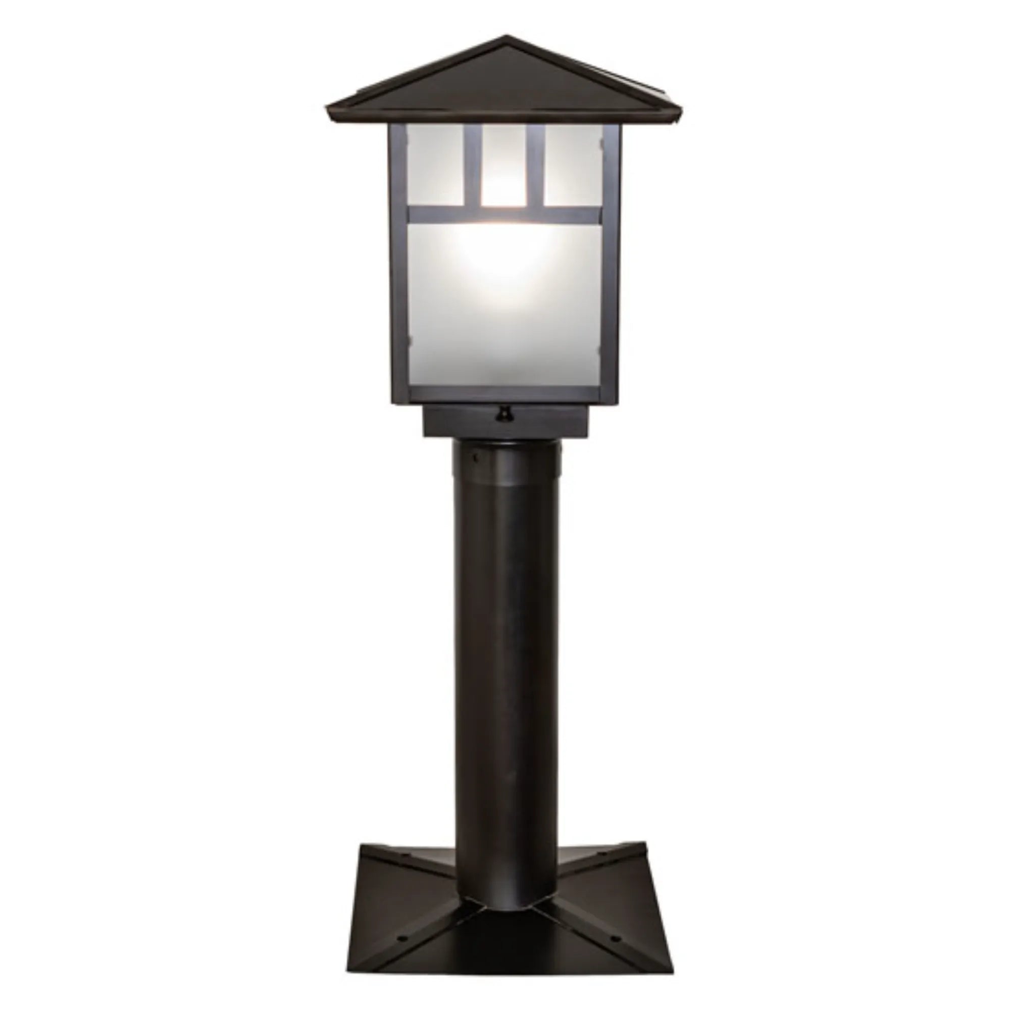 9" Square Seneca Double Bar Mission Post Mount – Craftsman Brown – Wet-Rated – Meyda Lighting