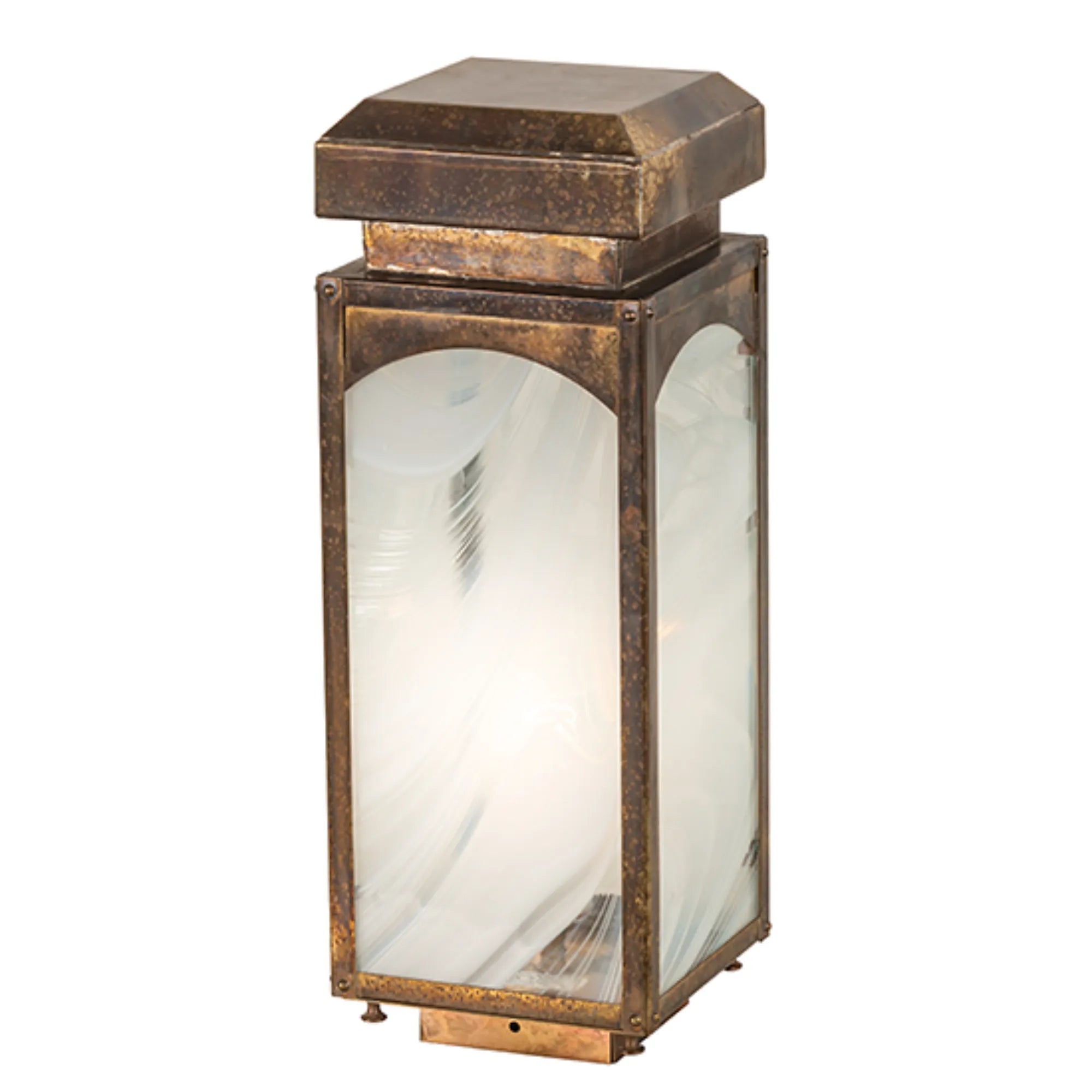 6" Square Esopus Post Mount – Custom Finish – White Baroque Art Glass – Wet-Rated – Meyda Lighting