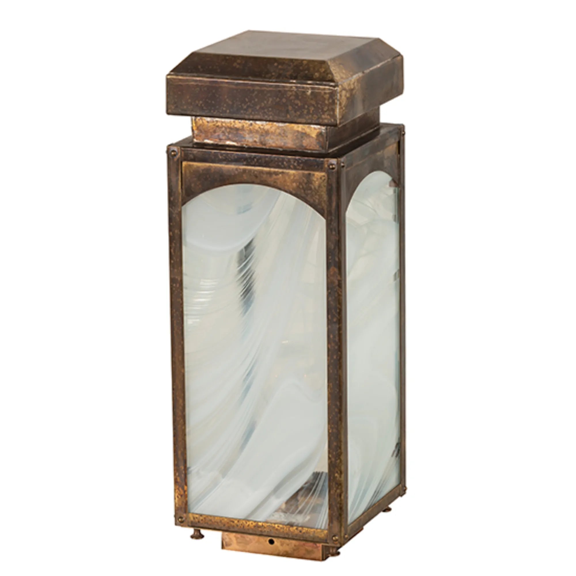 6" Square Esopus Post Mount – Custom Finish – White Baroque Art Glass – Wet-Rated – Meyda Lighting