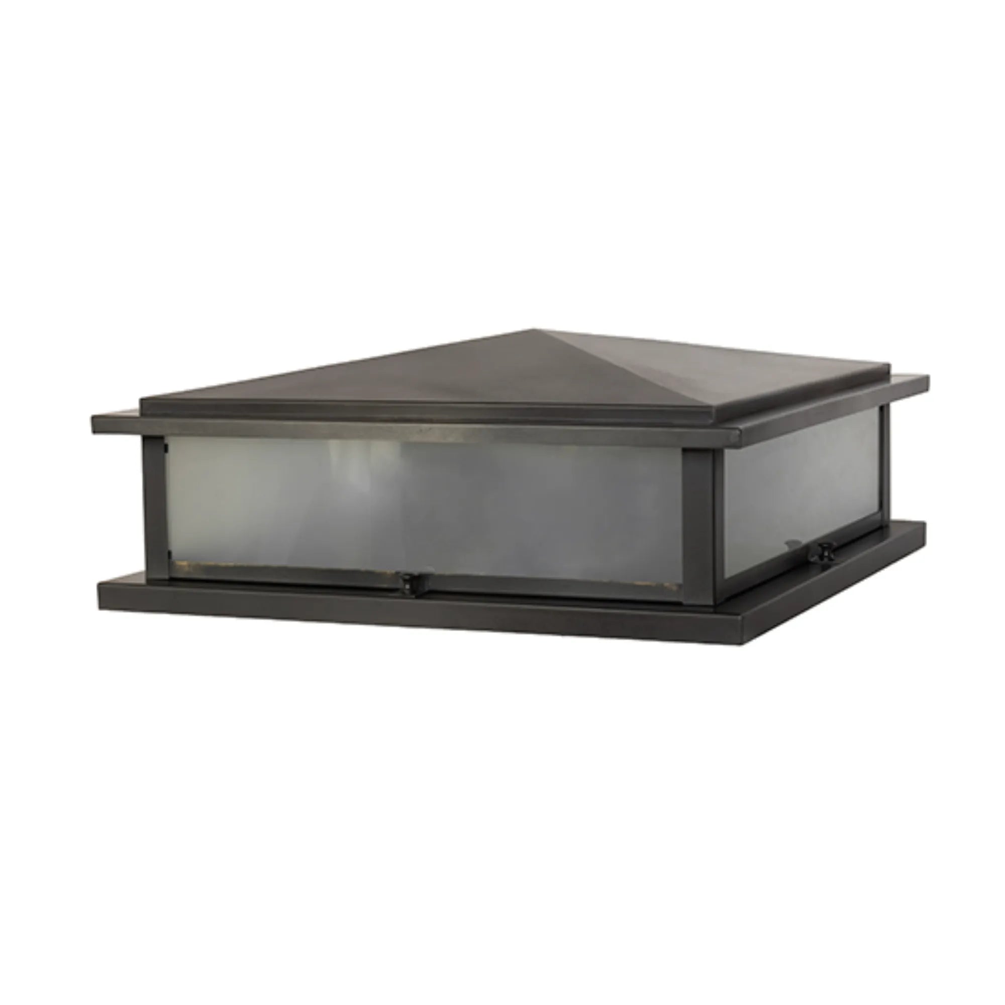 18" Square Seneca Prime Pier Mount – Black Patina – Clear Frosted Glass – Wet-Rated – Meyda Lighting