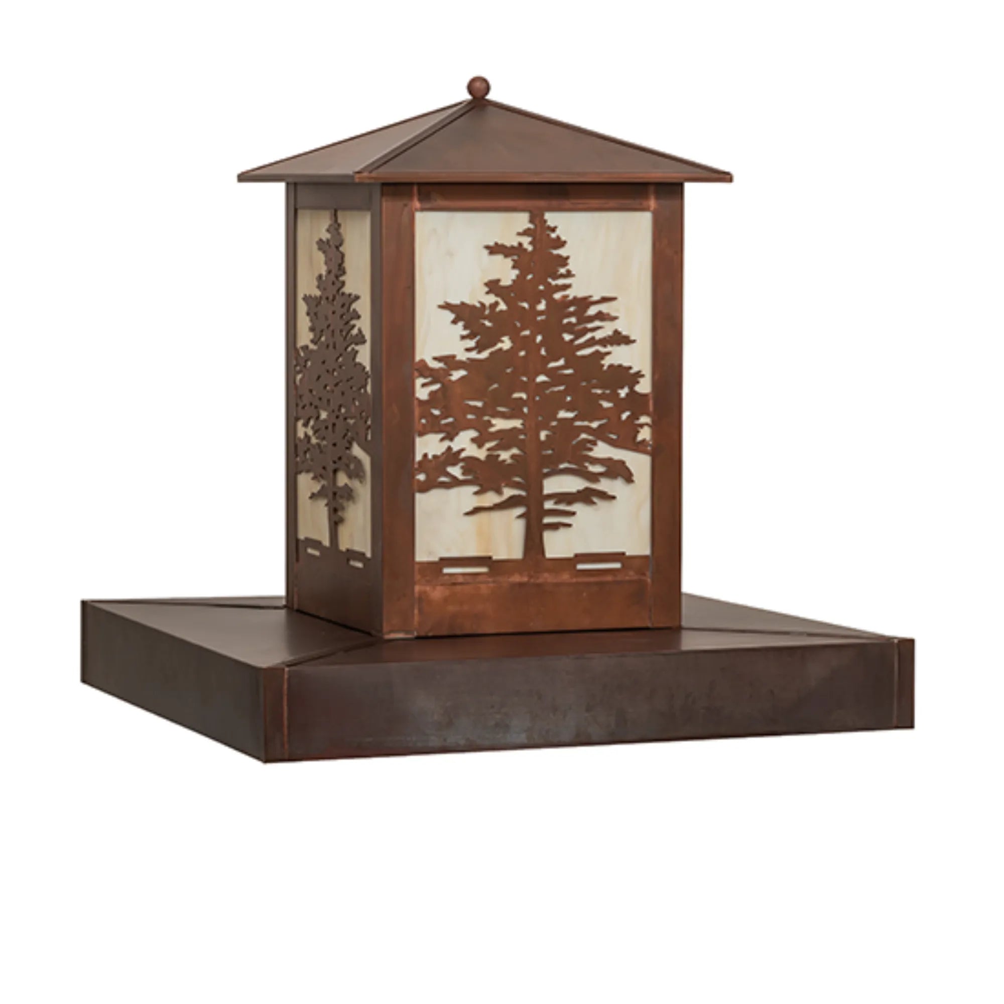 27" Square Tamarack Pier Mount – Vintage Copper – Travertine Idalight – Wet-Rated – Meyda Lighting