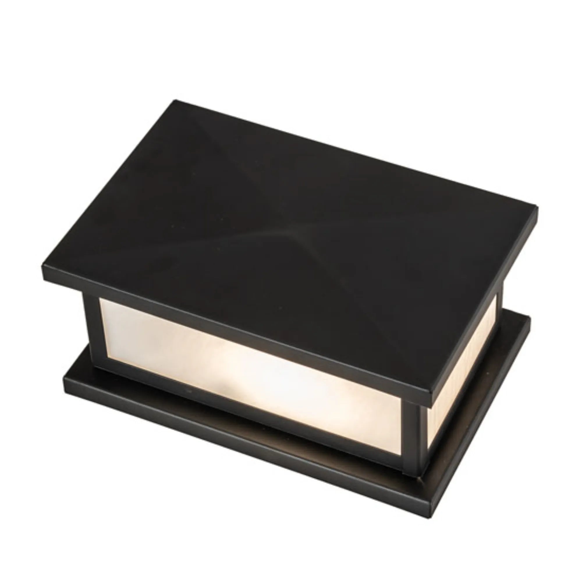9" Long Mission Prime Pier Mount – Solar Black – White Art Glass – Wet-Rated – Meyda Lighting