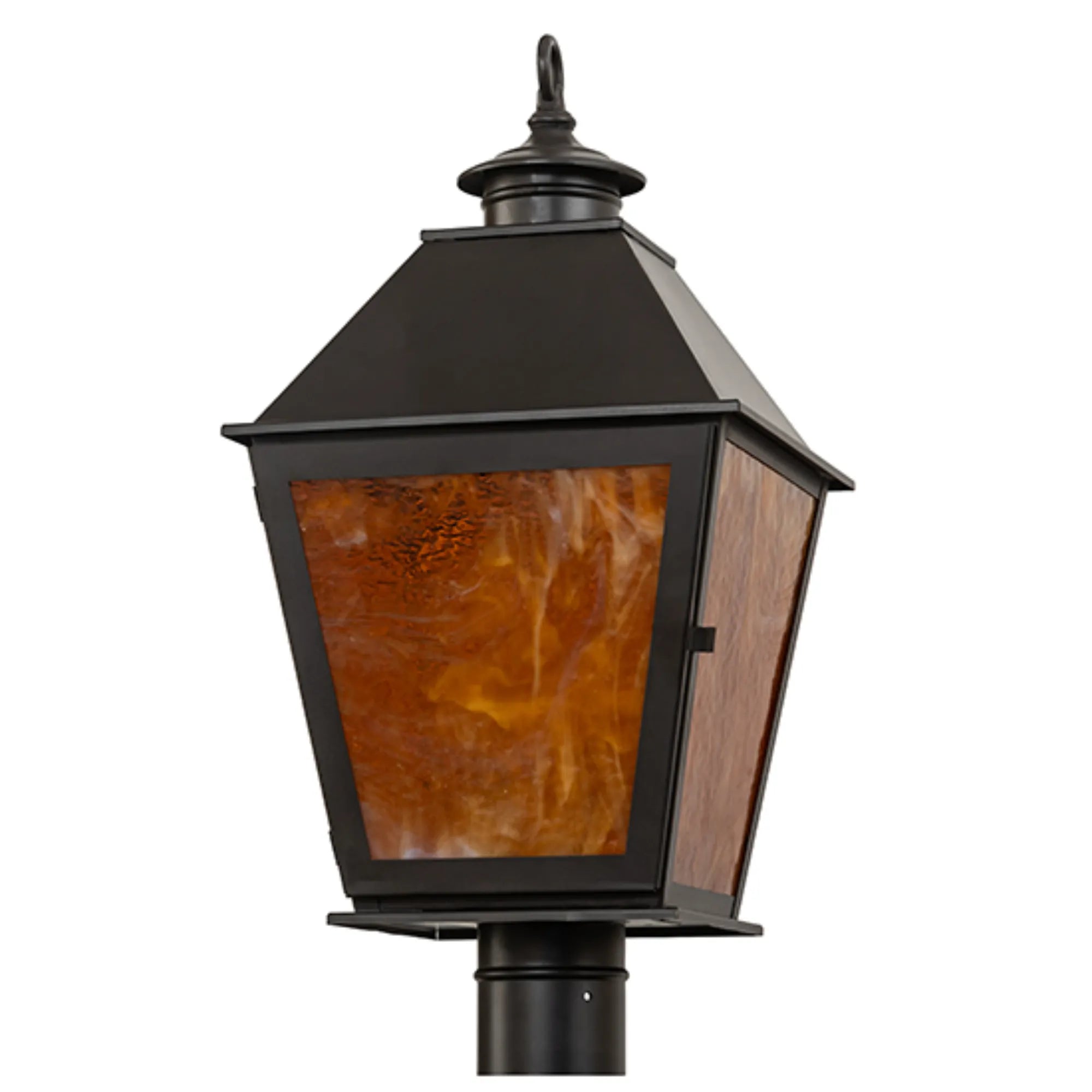 11" Square Turin Post Mount – Craftsman Brown – Honey Ripple Glass – Wet-Rated – Meyda Lighting