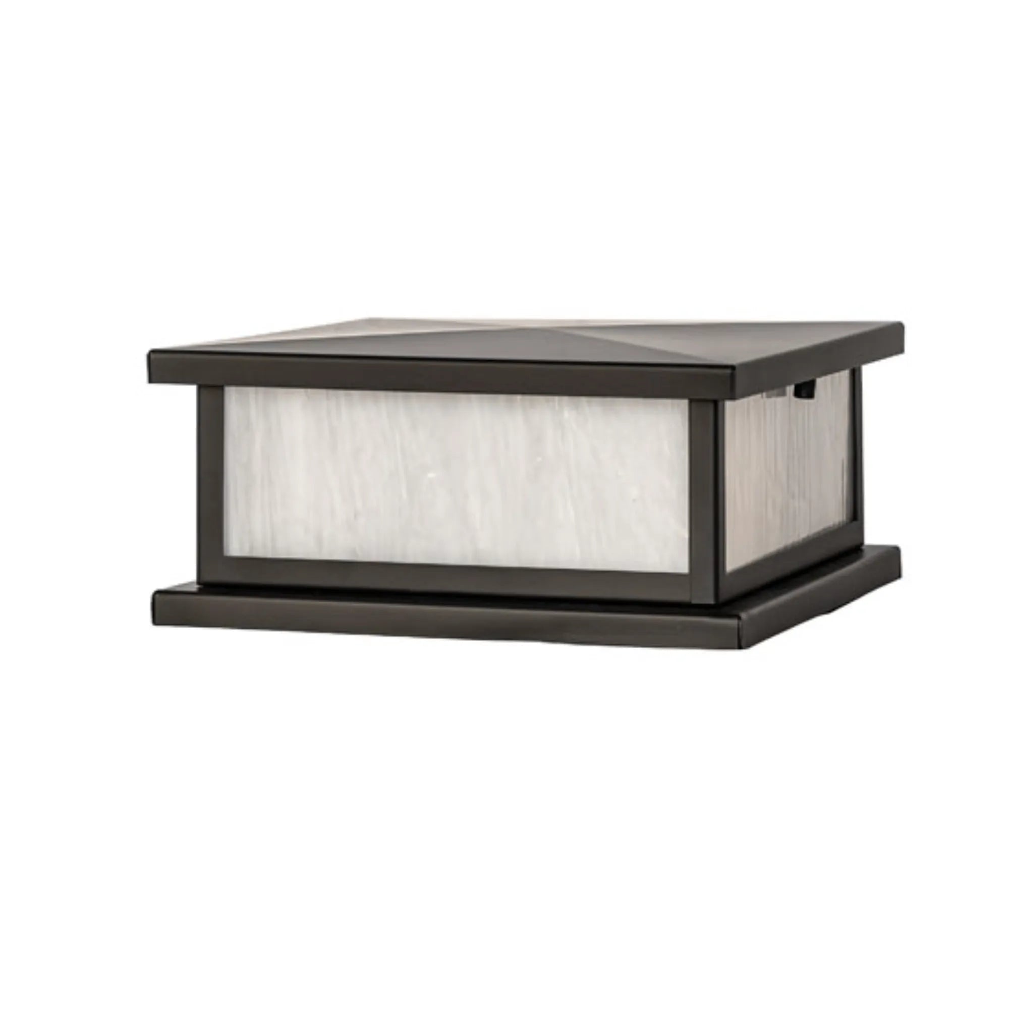 9" Square Mission Prime Pier Mount – Solar Black – White Art Glass – Wet-Rated – Meyda Lighting