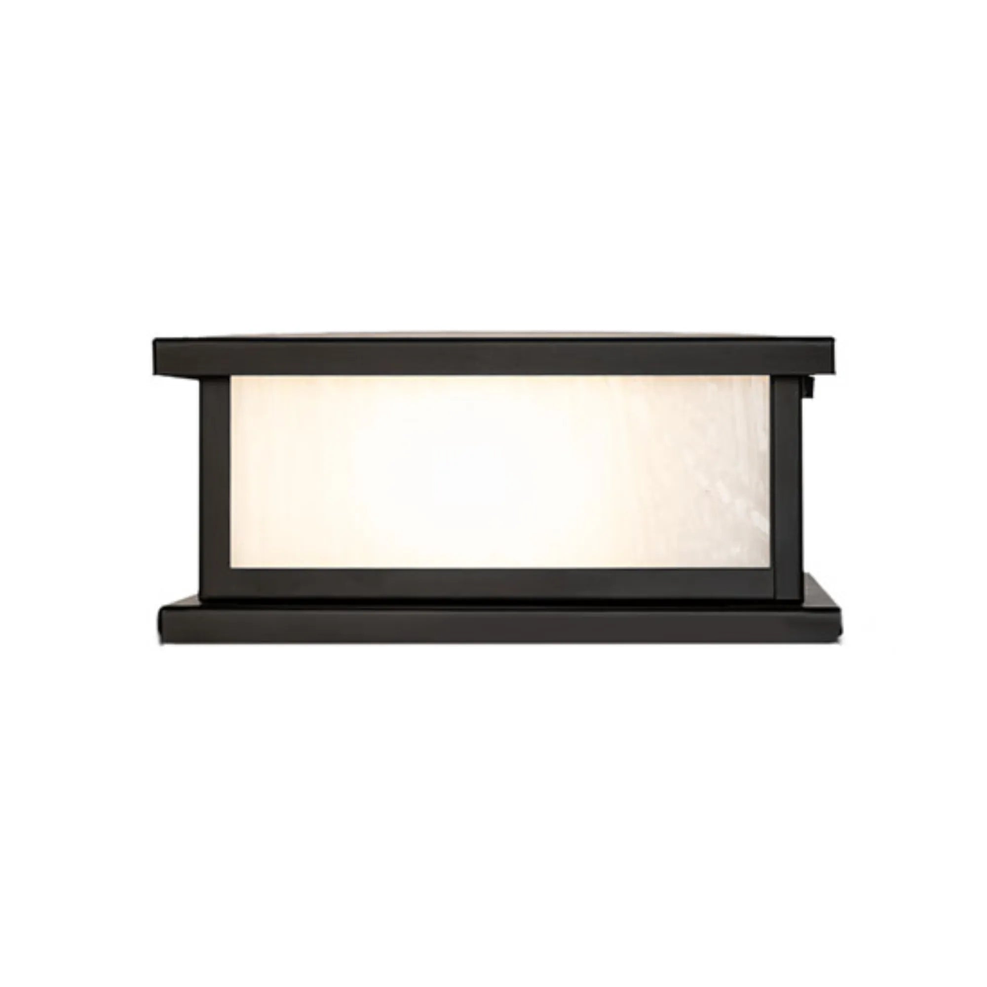 9" Square Mission Prime Pier Mount – Solar Black – White Art Glass – Wet-Rated – Meyda Lighting
