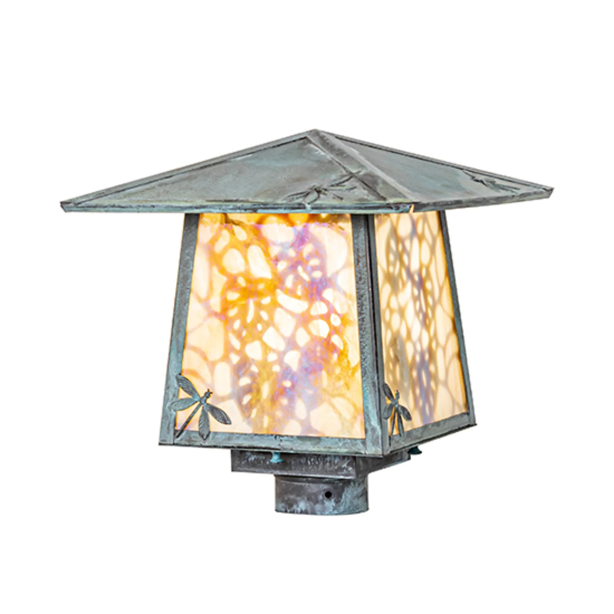 12" Square Stillwater Lotus Leaf and Dragonfly Post Mount – Meyda Lighting
