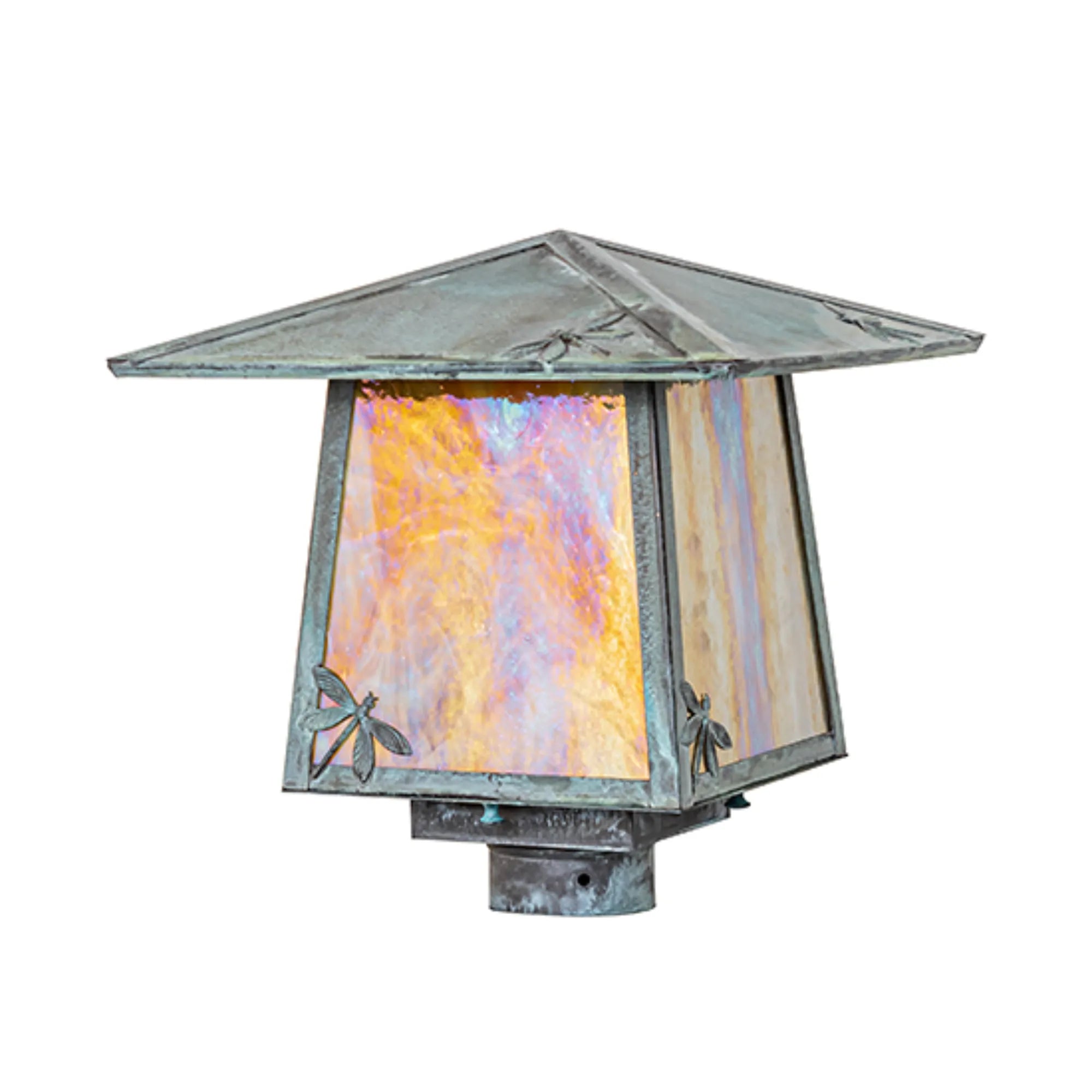 12" Square Stillwater Lotus Leaf and Dragonfly Post Mount – Meyda Lighting