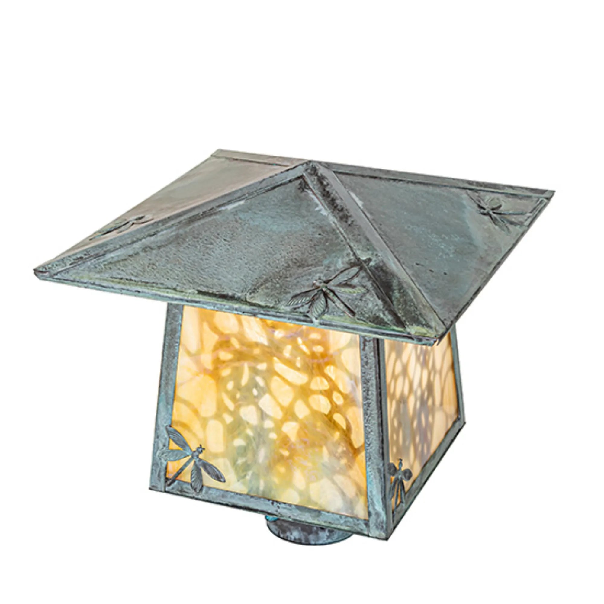 12" Square Stillwater Lotus Leaf and Dragonfly Post Mount – Meyda Lighting