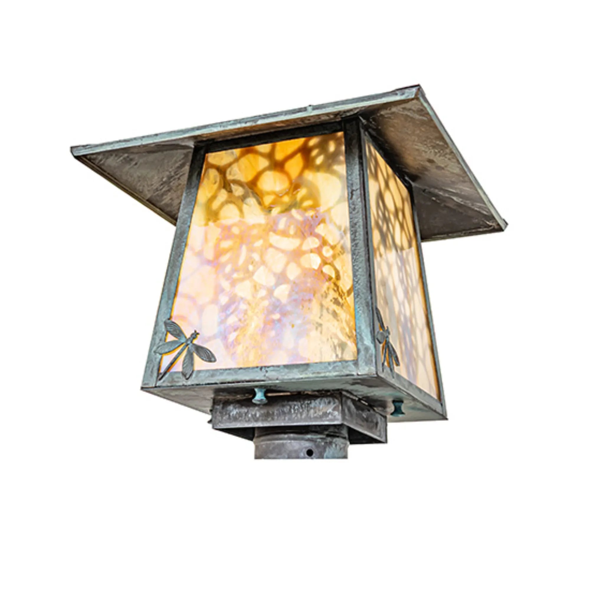 12" Square Stillwater Lotus Leaf and Dragonfly Post Mount – Meyda Lighting