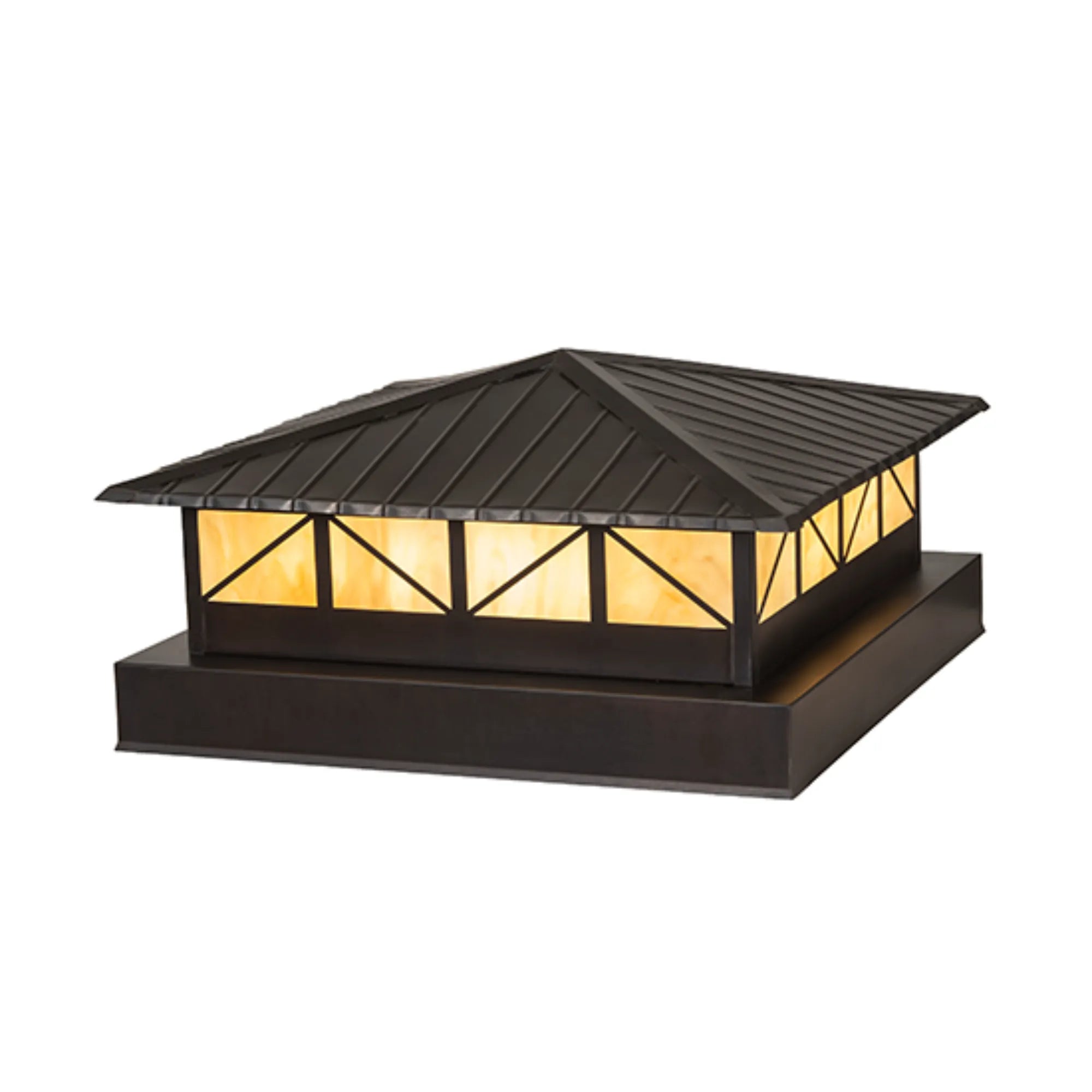 22" Square Durrant Pier Mount – Craftsman Brown – Travertine Idalight – Wet-Rated – Meyda Lighting