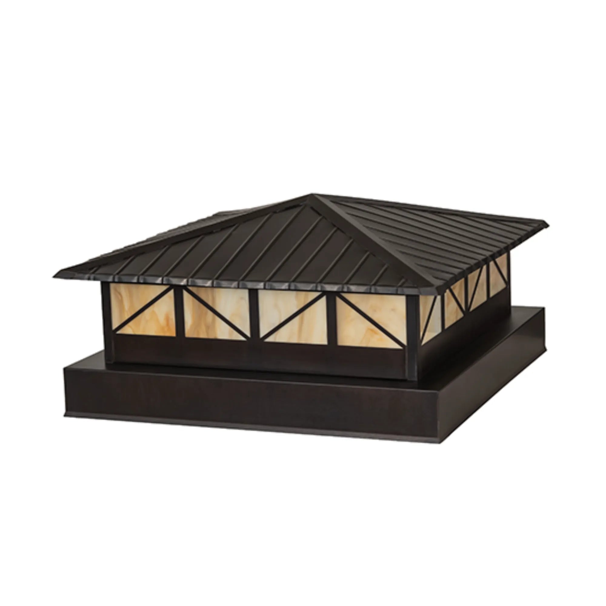 22" Square Durrant Pier Mount – Craftsman Brown – Travertine Idalight – Wet-Rated – Meyda Lighting