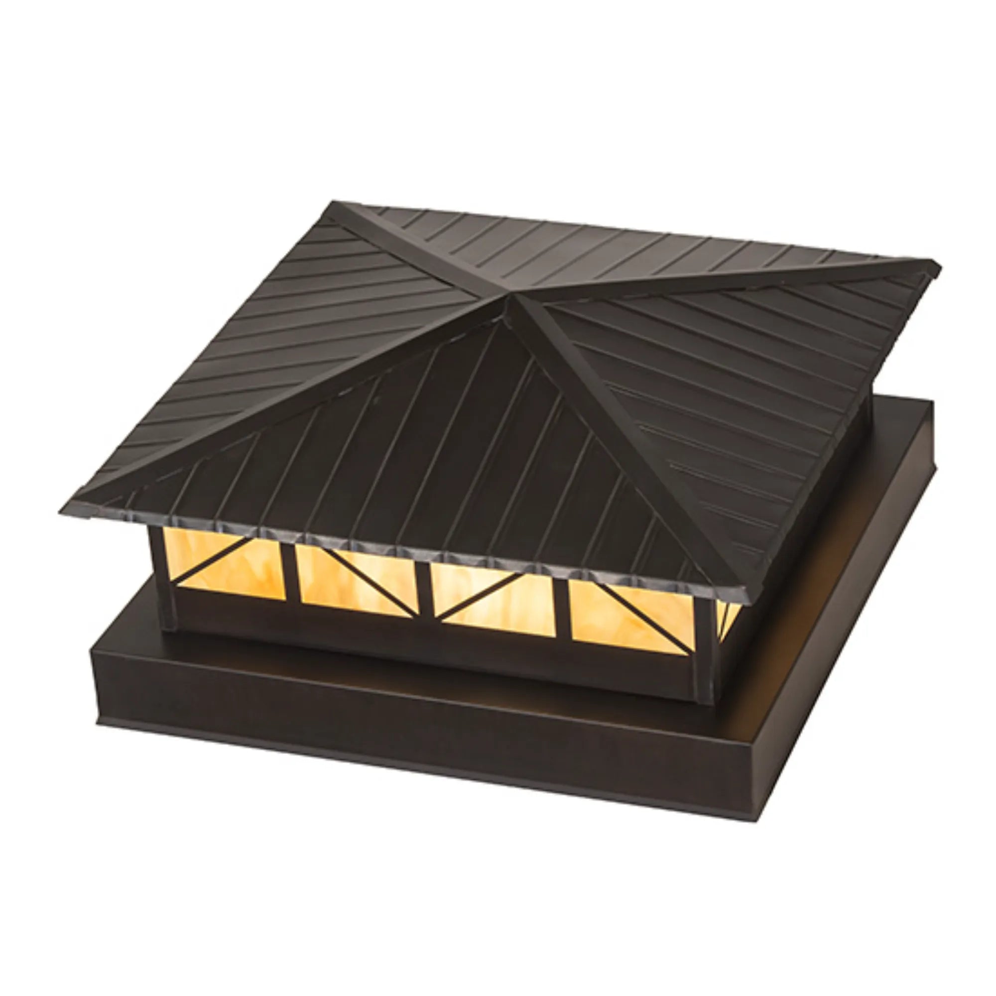 22" Square Durrant Pier Mount – Craftsman Brown – Travertine Idalight – Wet-Rated – Meyda Lighting