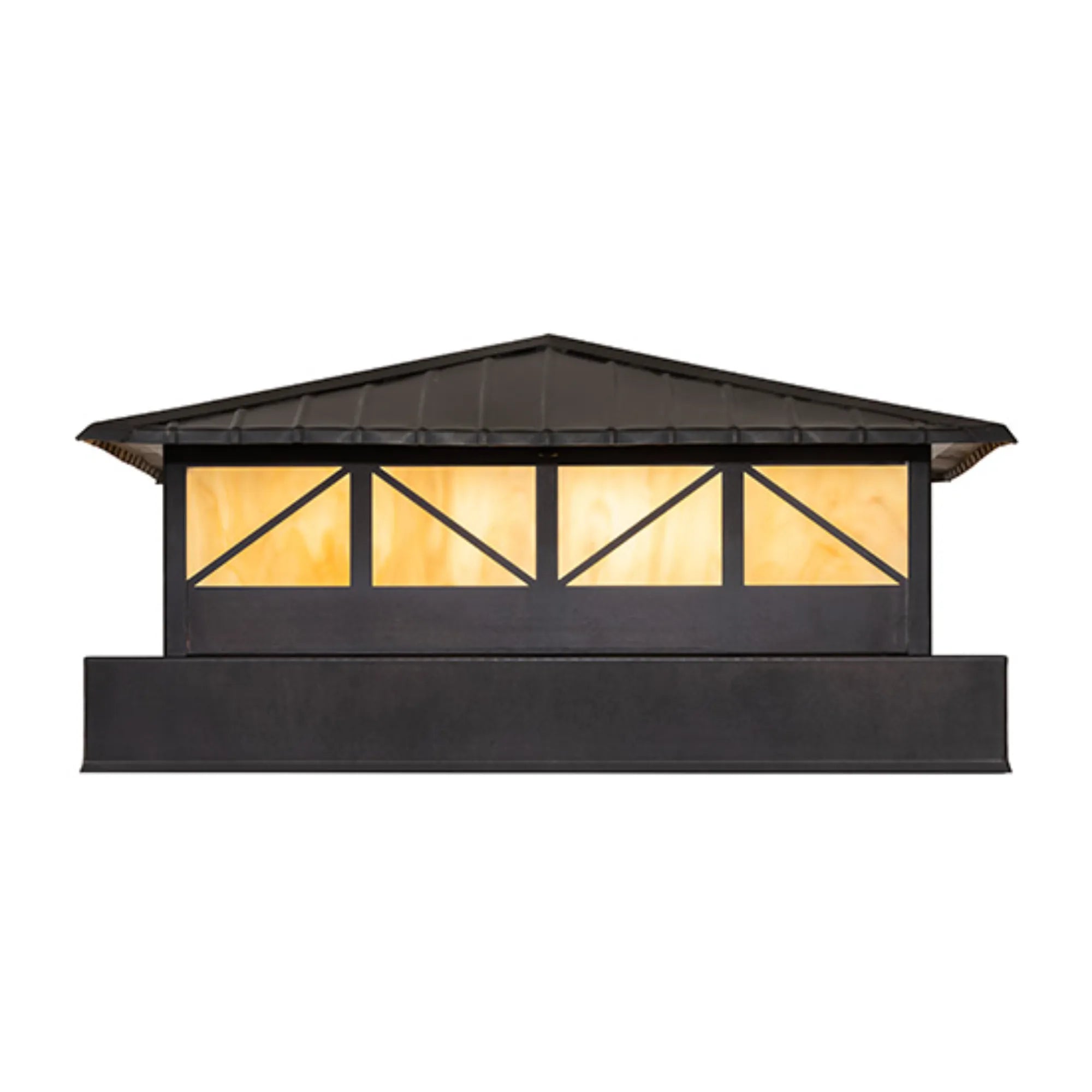 22" Square Durrant Pier Mount – Craftsman Brown – Travertine Idalight – Wet-Rated – Meyda Lighting