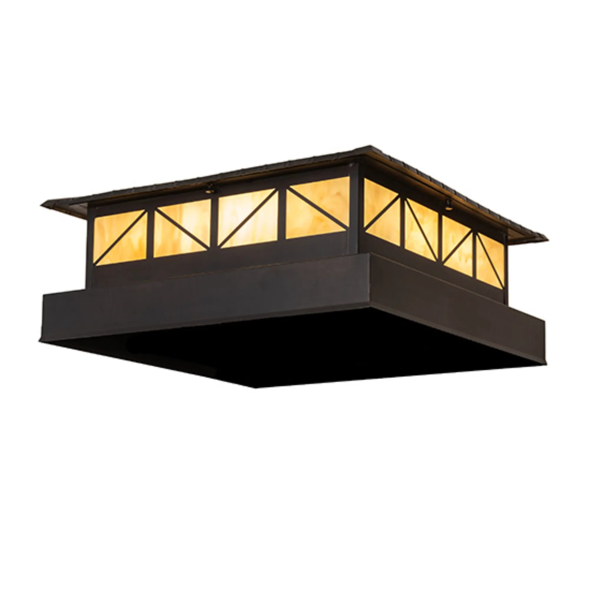 22" Square Durrant Pier Mount – Craftsman Brown – Travertine Idalight – Wet-Rated – Meyda Lighting