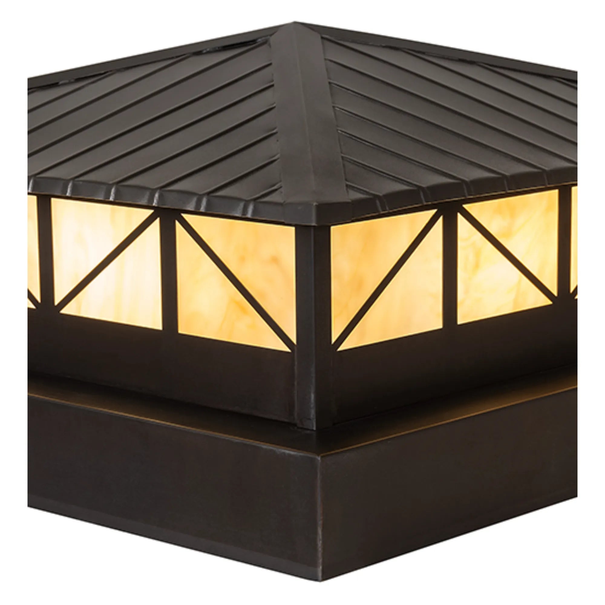 22" Square Durrant Pier Mount – Craftsman Brown – Travertine Idalight – Wet-Rated – Meyda Lighting