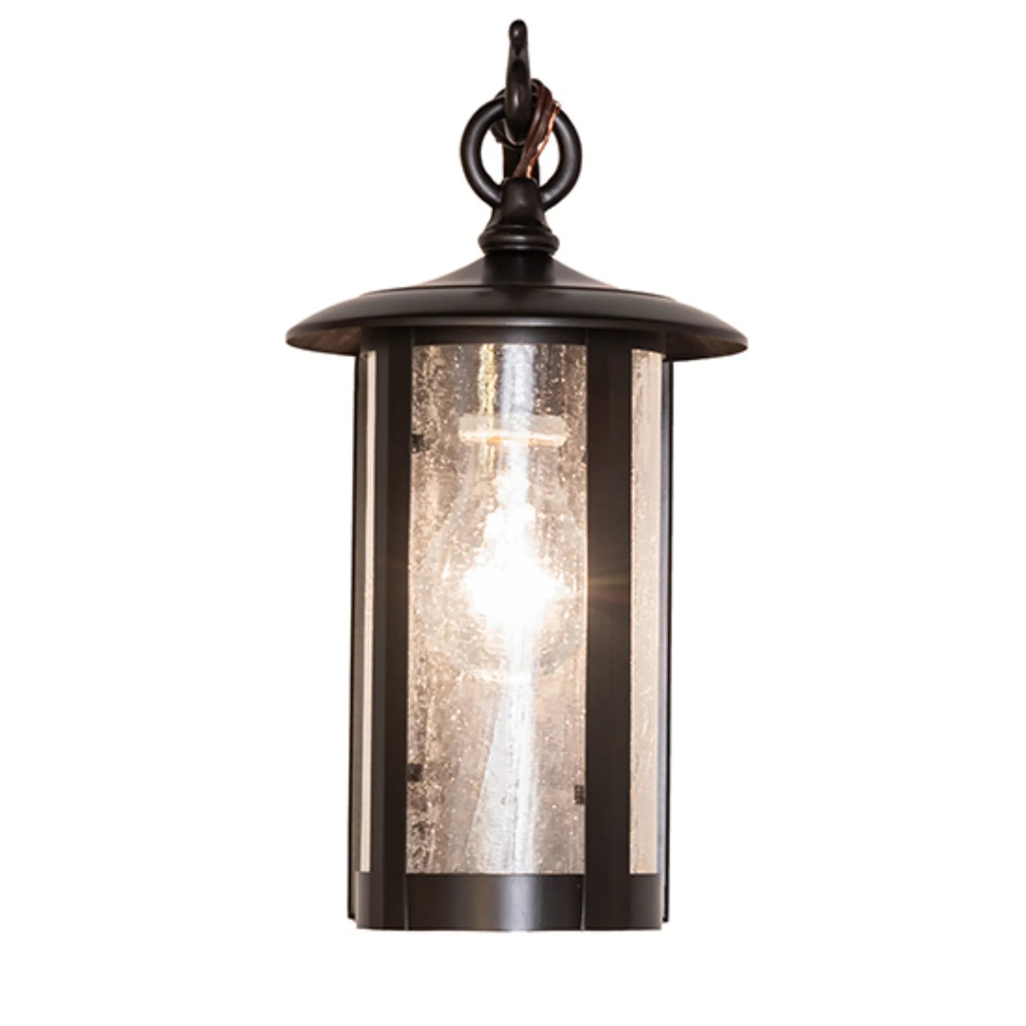 6" Wide Fulton Prime Wall Sconce – Craftsman Brown – Clear Seeded Glass – Wet-Rated – Meyda Lighting