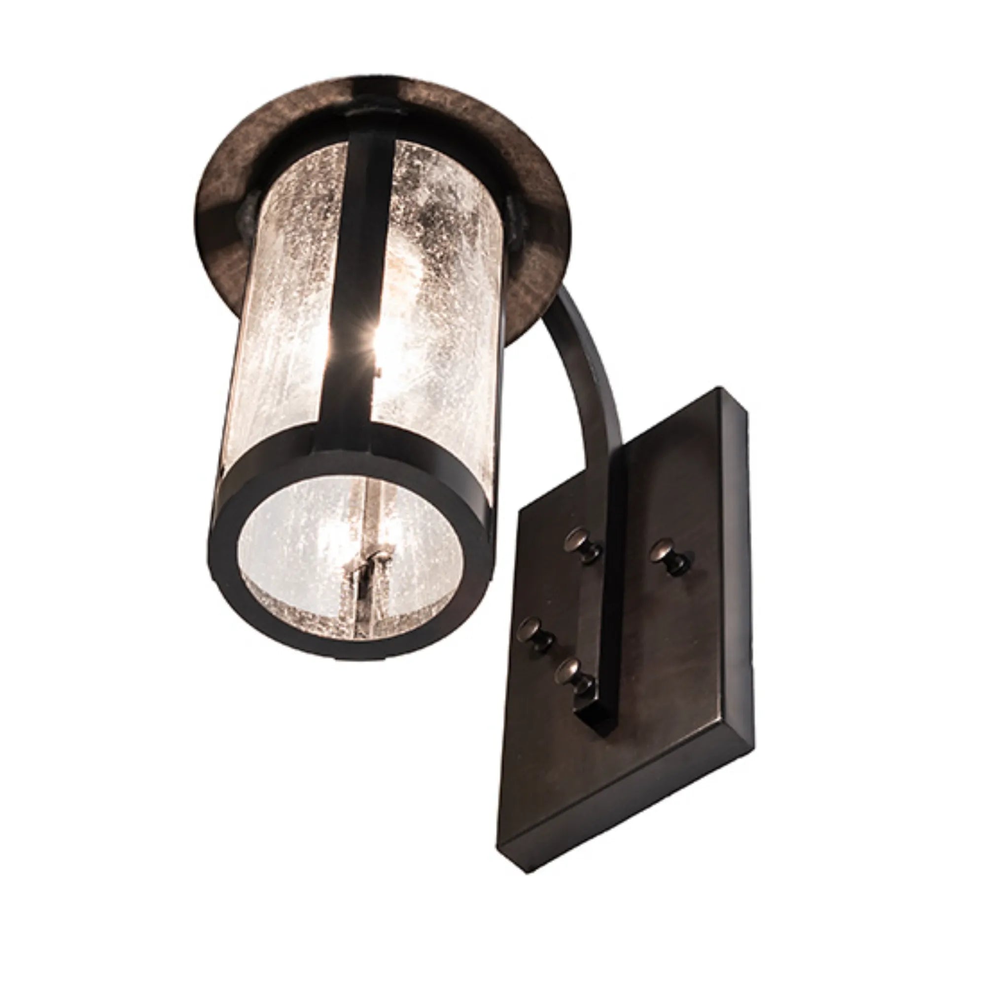 6" Wide Fulton Prime Wall Sconce – Craftsman Brown – Clear Seeded Glass – Wet-Rated – Meyda Lighting