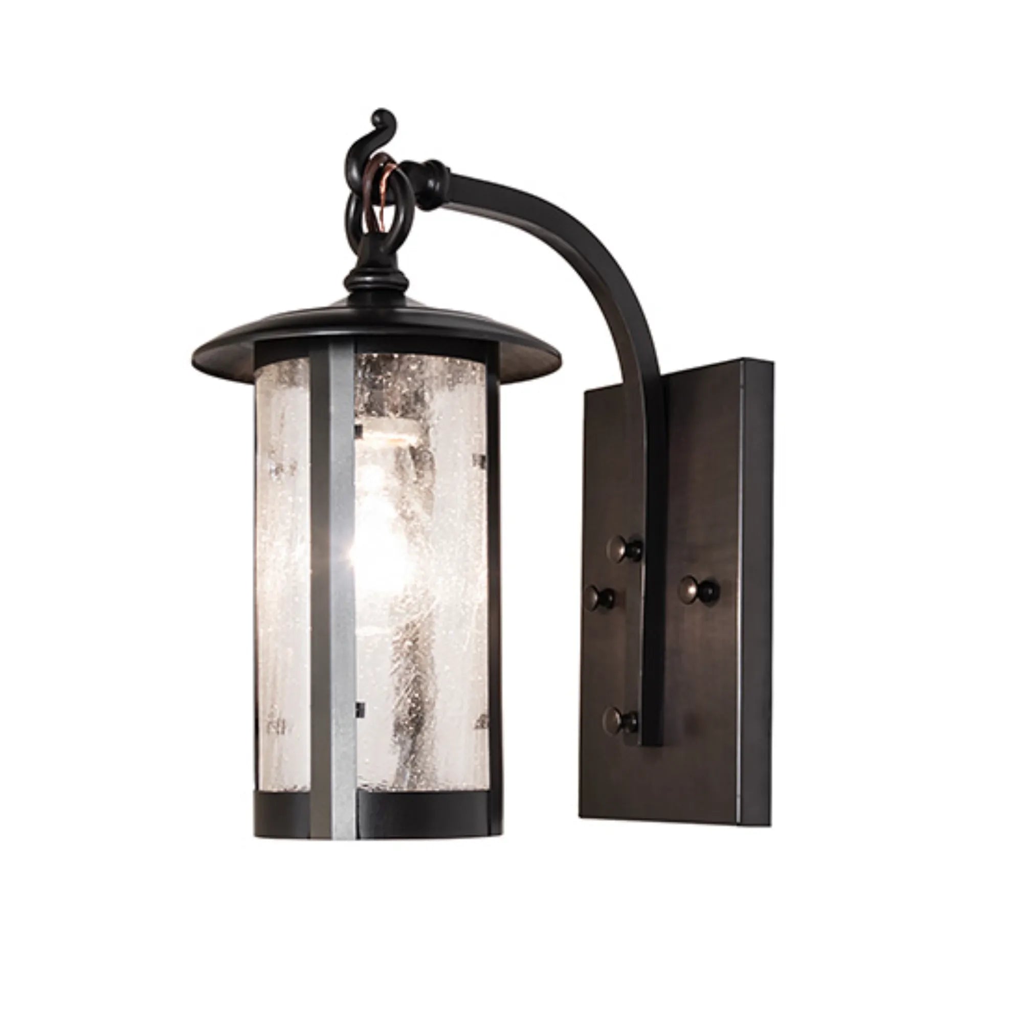 6" Wide Fulton Prime Wall Sconce – Craftsman Brown – Clear Seeded Glass – Wet-Rated – Meyda Lighting