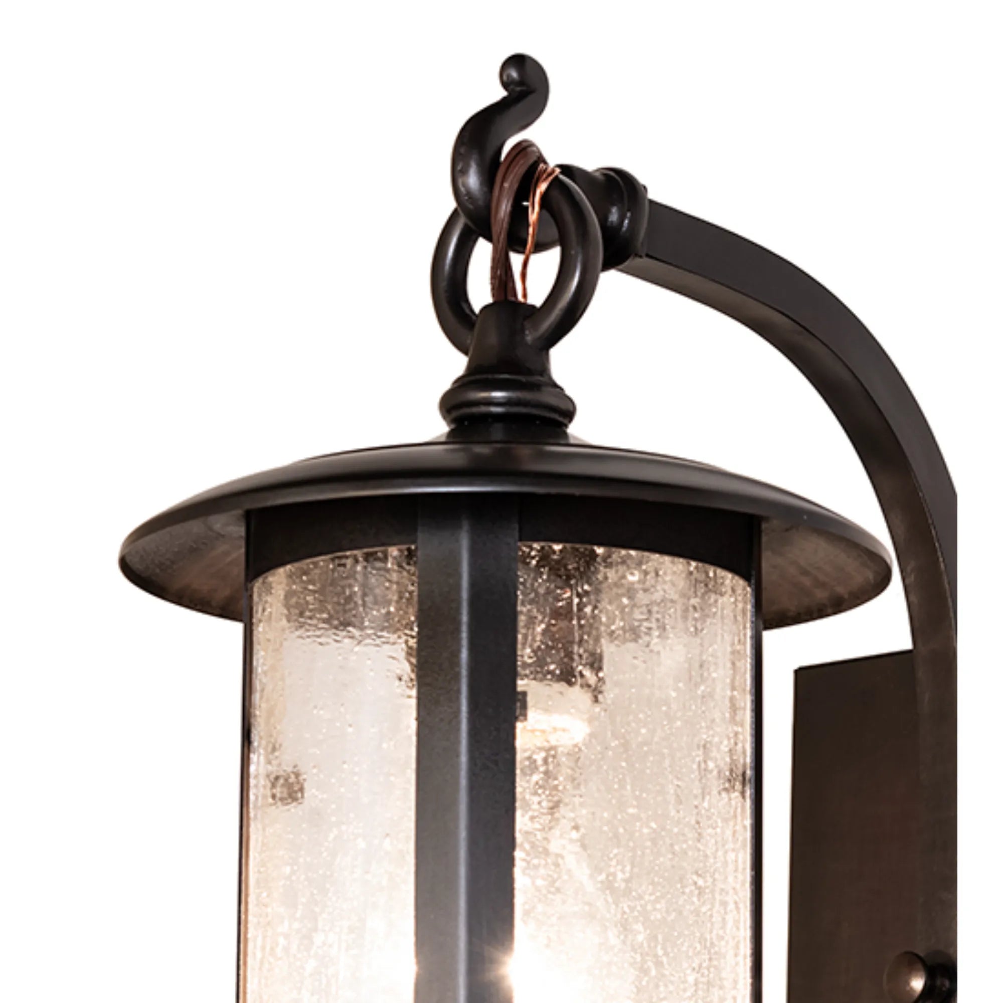 6" Wide Fulton Prime Wall Sconce – Craftsman Brown – Clear Seeded Glass – Wet-Rated – Meyda Lighting