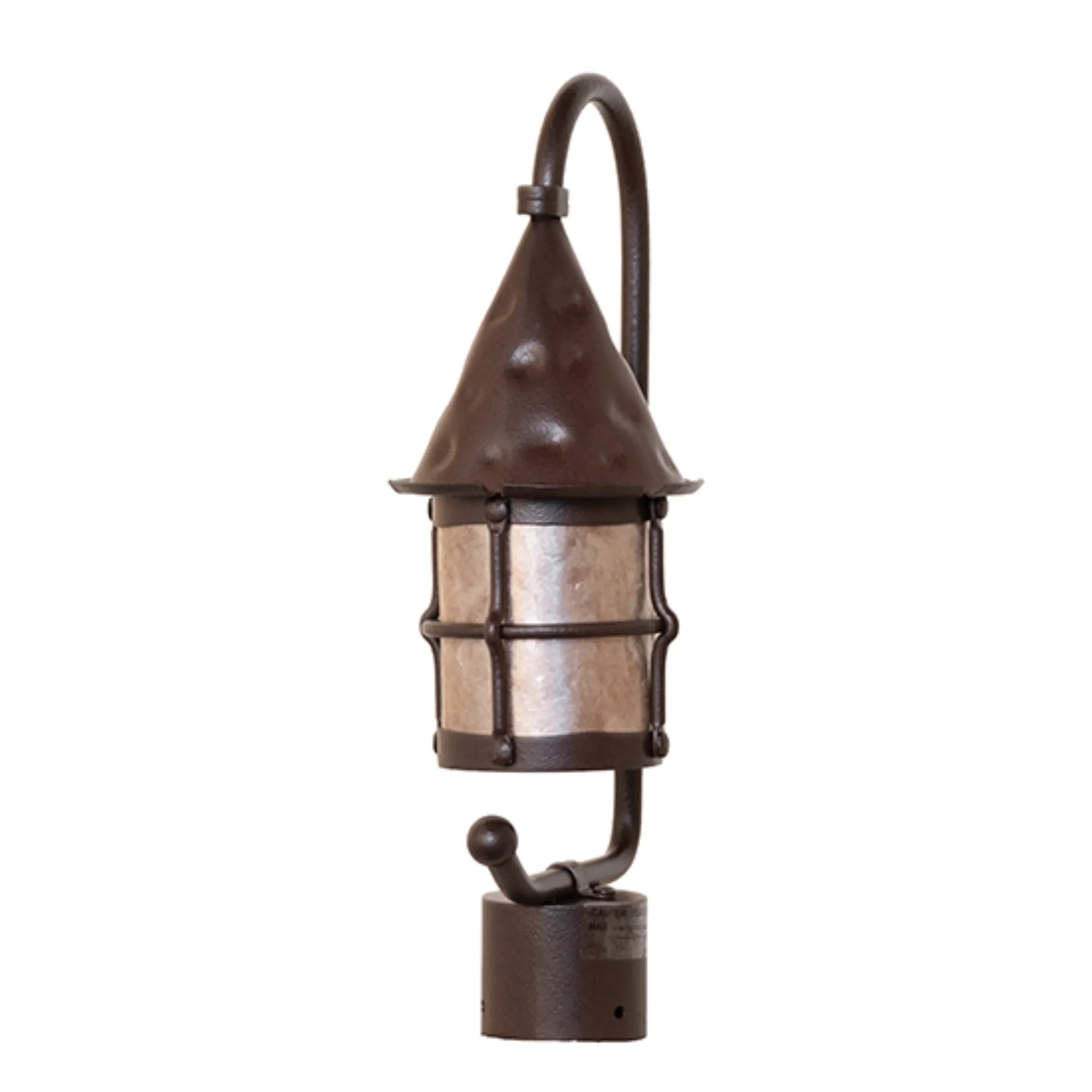 7.5" Wide Keebler Post Mount – Distressed Rust – Silver Mica – Wet-Rated – Meyda Lighting