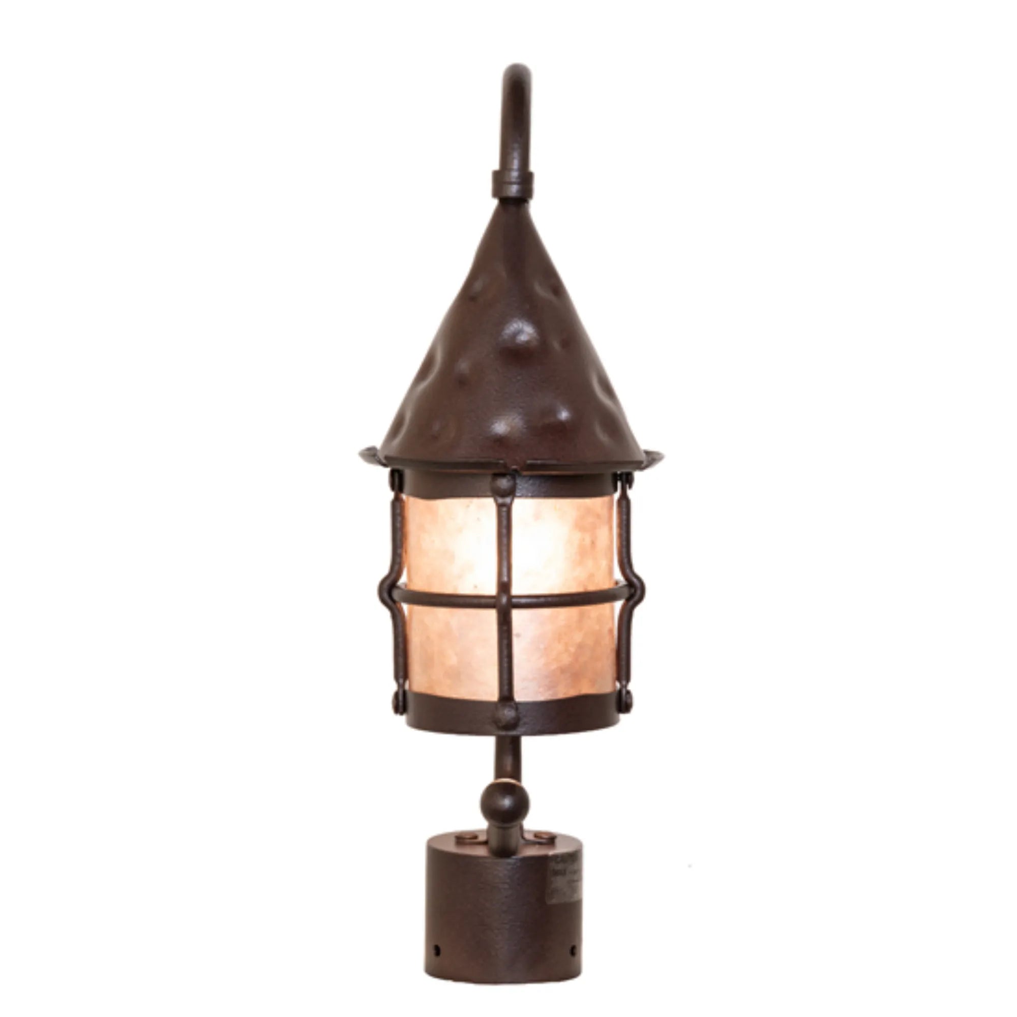 7.5" Wide Keebler Post Mount – Distressed Rust – Silver Mica – Wet-Rated – Meyda Lighting