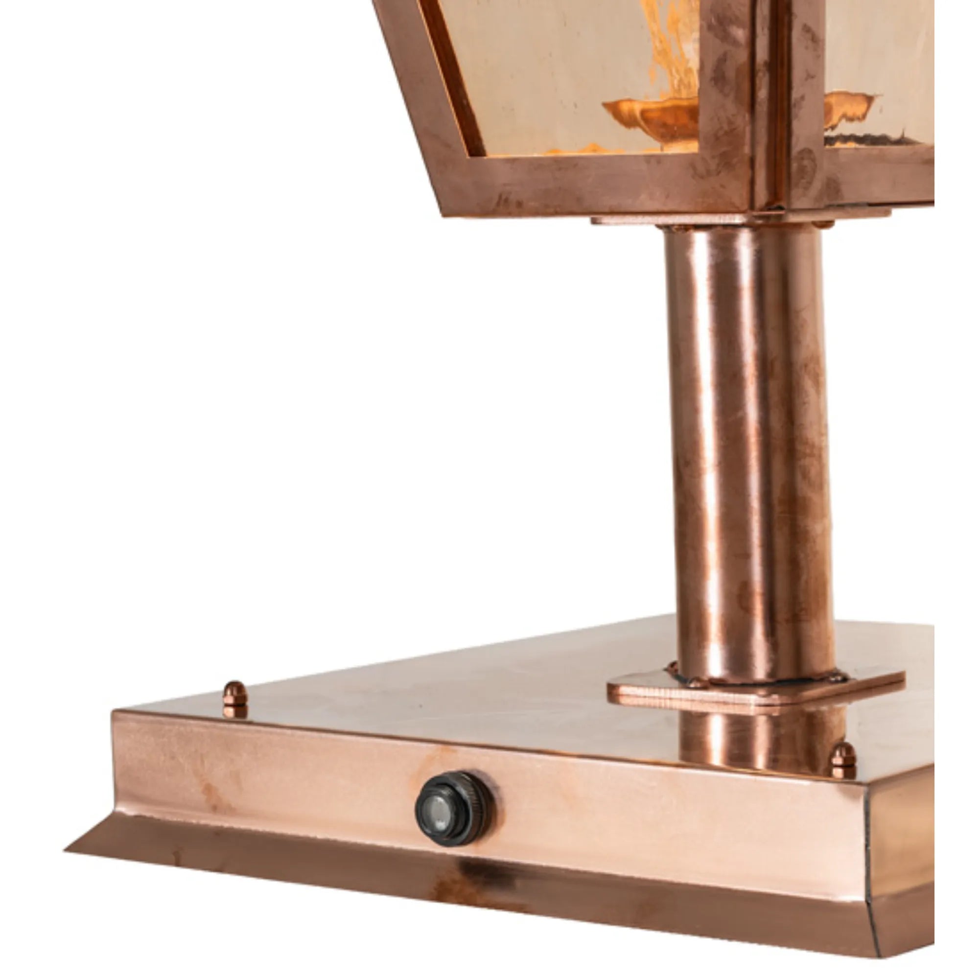 12.5" Square Corrina Pier Mount – Raw Copper – Rose Gold Glass – Wet-Rated – Meyda Lighting