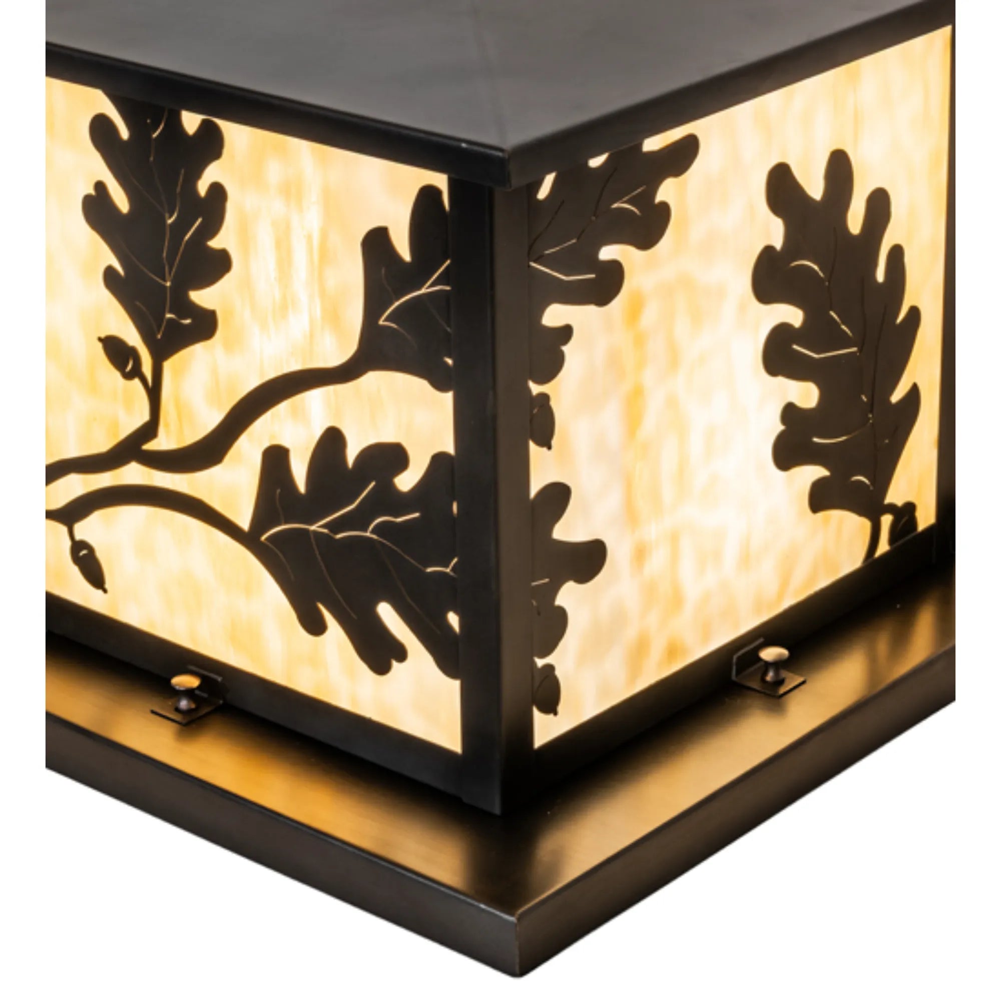 16" Square Hyde Park Oak Leaf Pier Mount – Craftsman Brown – Wet-Rated – Meyda Lighting