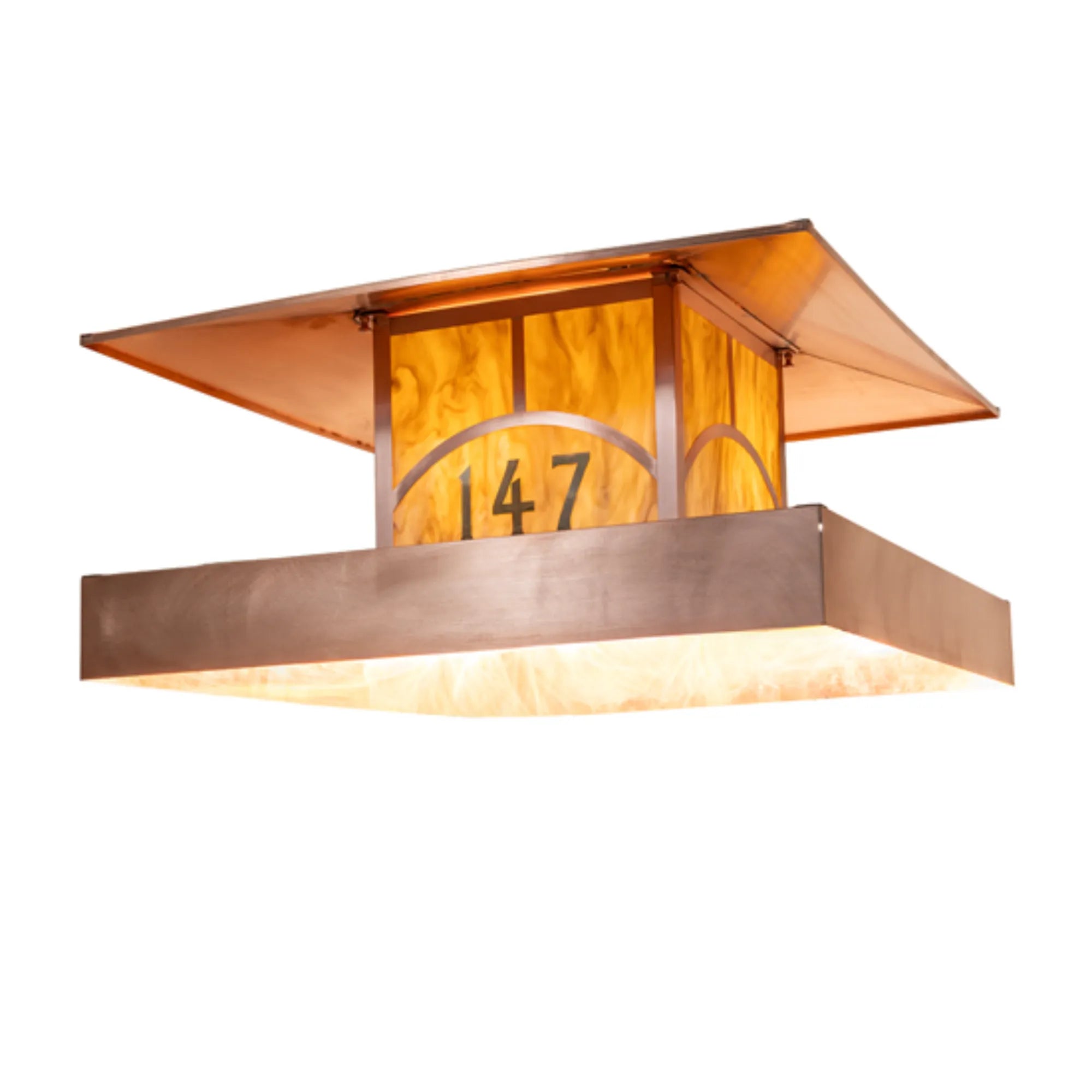 36" Square Seneca Hill Top Personalized Pier Mount – Vintage Copper – Wet-Rated – Meyda Lighting
