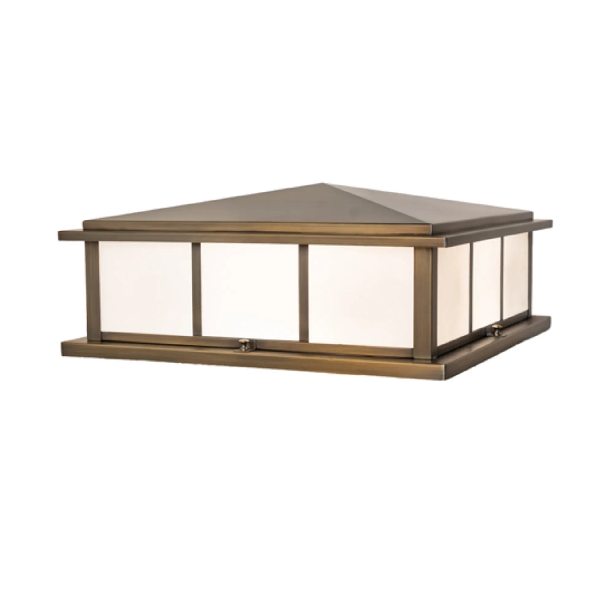 20" Square Seneca Double Bar Mission Pier Mount – Antique Brass – Wet-Rated – Meyda Lighting