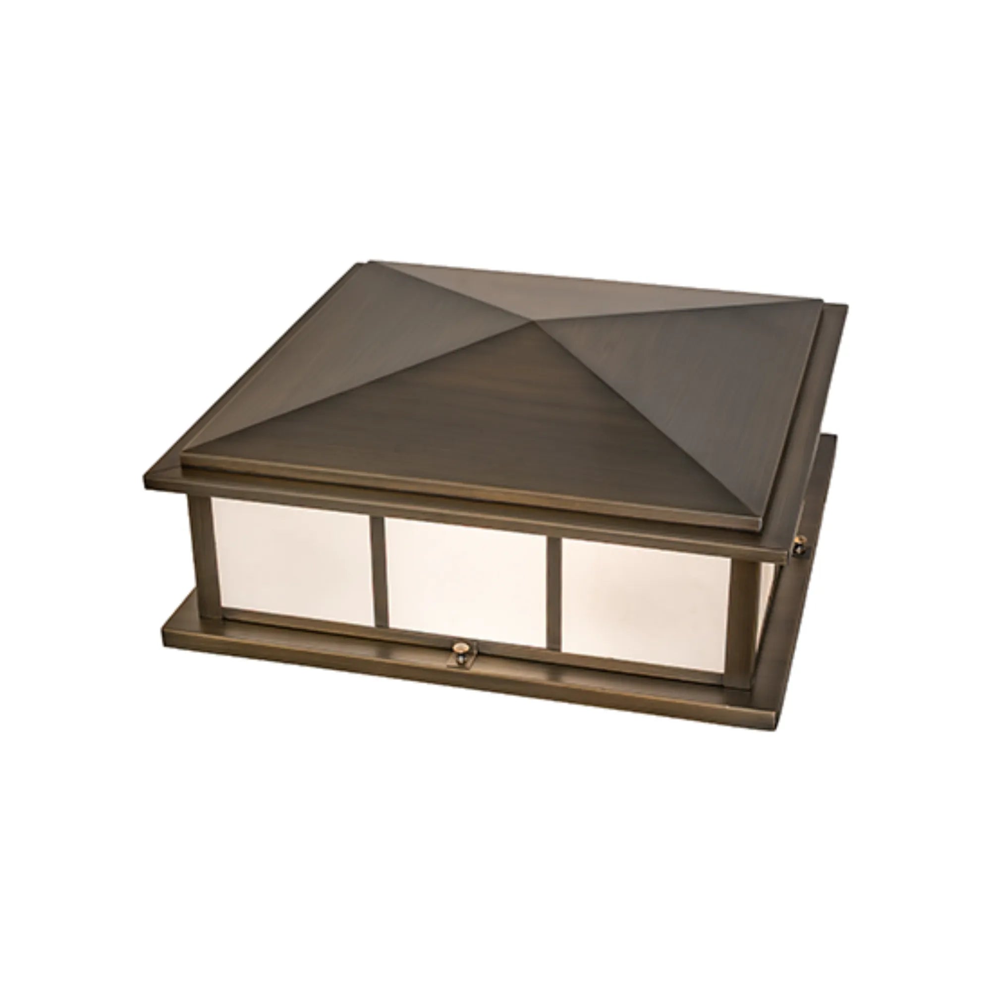 20" Square Seneca Double Bar Mission Pier Mount – Antique Brass – Wet-Rated – Meyda Lighting