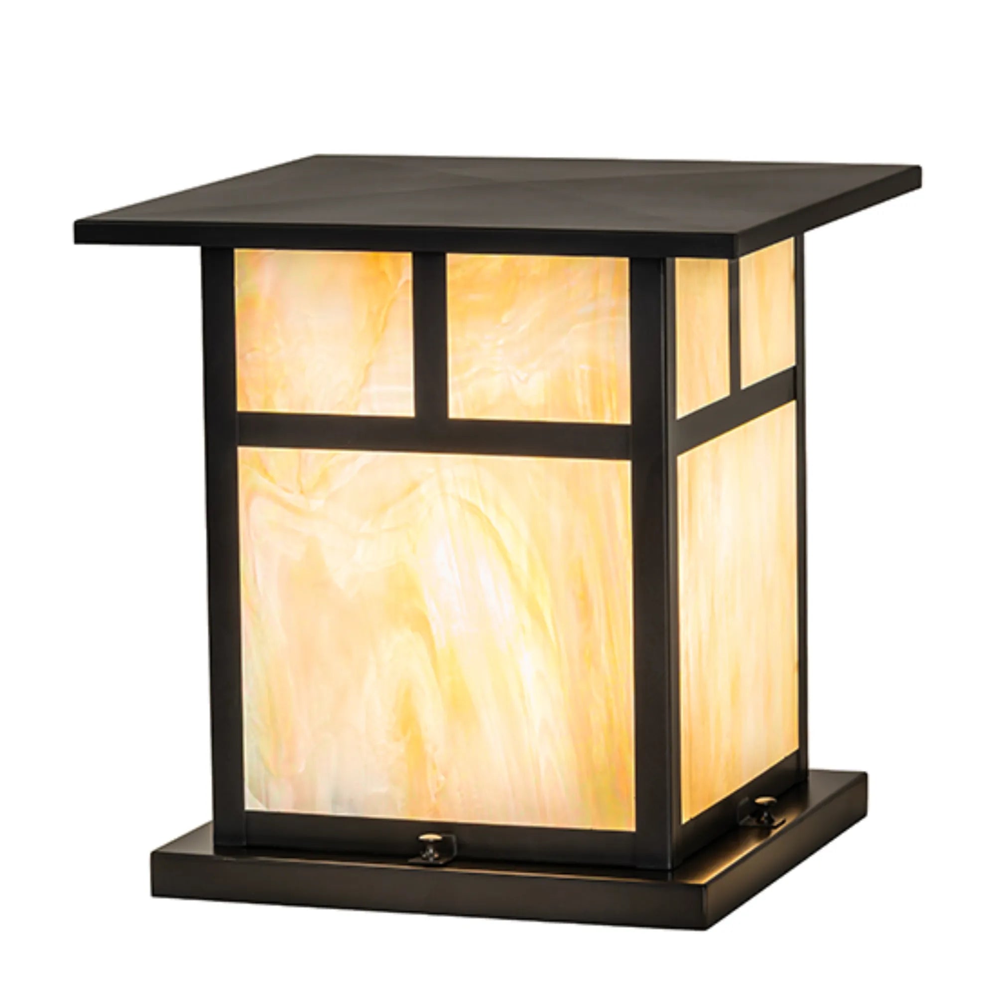 14" Square Hyde Park T Mission Pier Mount – Craftsman Brown – Wet-Rated – Meyda Lighting