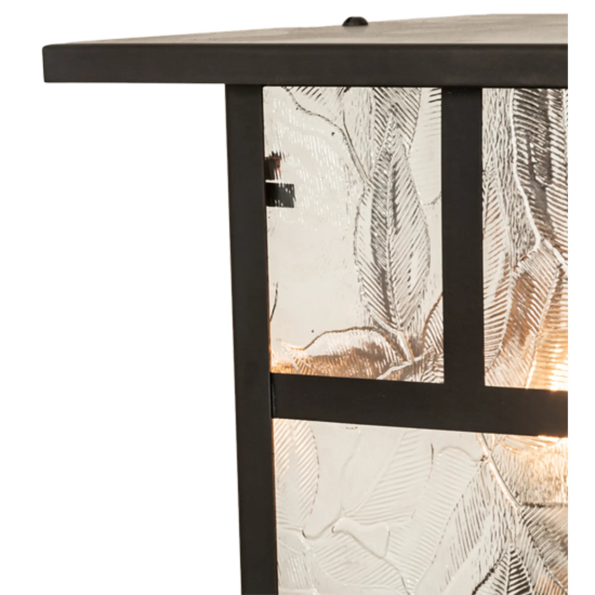 9" Square "T" Mission Deck Light – Craftsman Brown – Clear Leaf Glass – Wet-Rated – Meyda Lighting