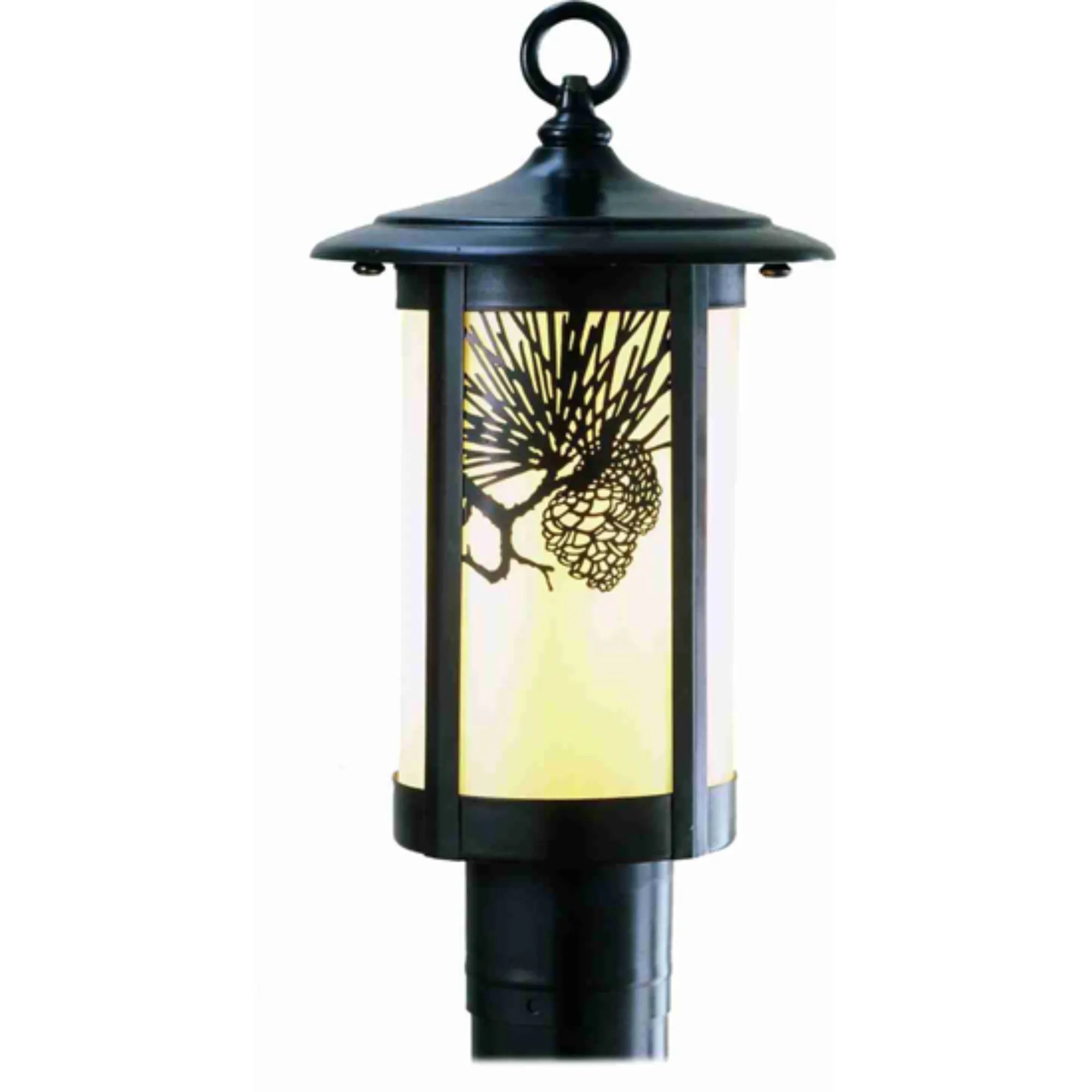 8"W Fulton Winter Pine Post Mount – Craftsman Brown – Wet-Rated – Meyda Lighting