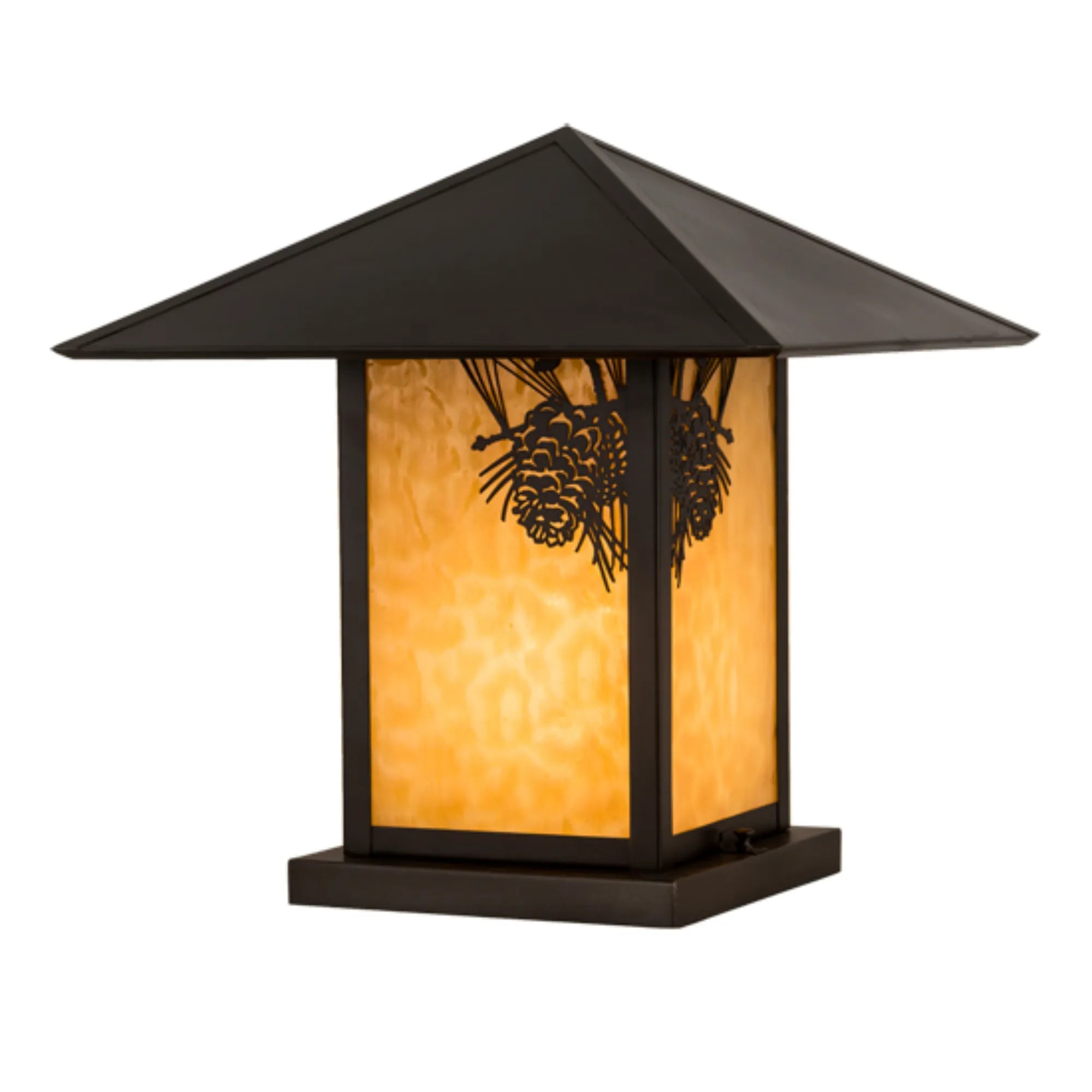 17.5"Sq Seneca Winter Pine Pier Mount – Craftsman Brown – Wet-Rated – Meyda Lighting