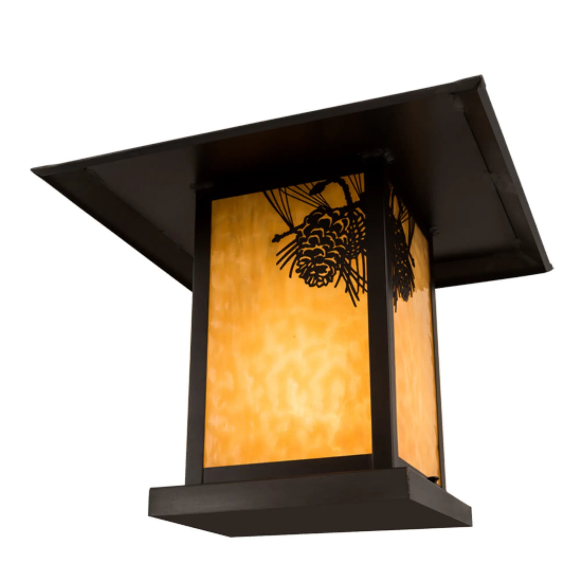 17.5"Sq Seneca Winter Pine Pier Mount – Craftsman Brown – Wet-Rated – Meyda Lighting