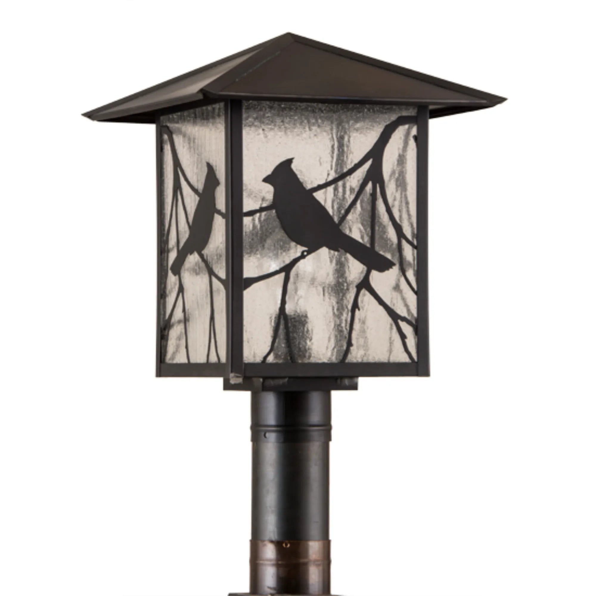 12.5" Square Seneca Song Bird Post Mount – Craftsman Brown – Wet-Rated – Meyda Lighting