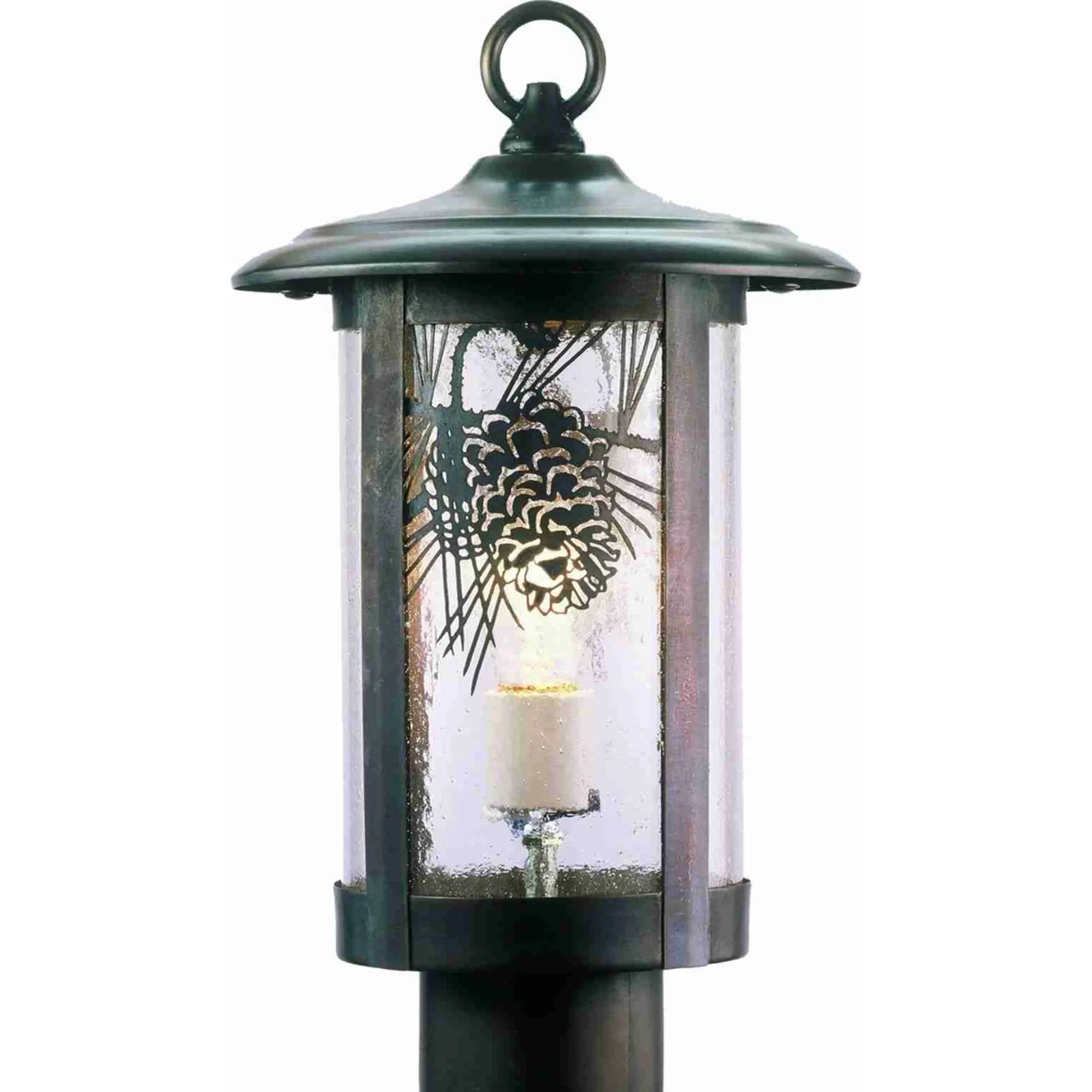 8"W Fulton Winter Pine Post Mount – Craftsman Brown – Wet-Rated – Meyda Lighting
