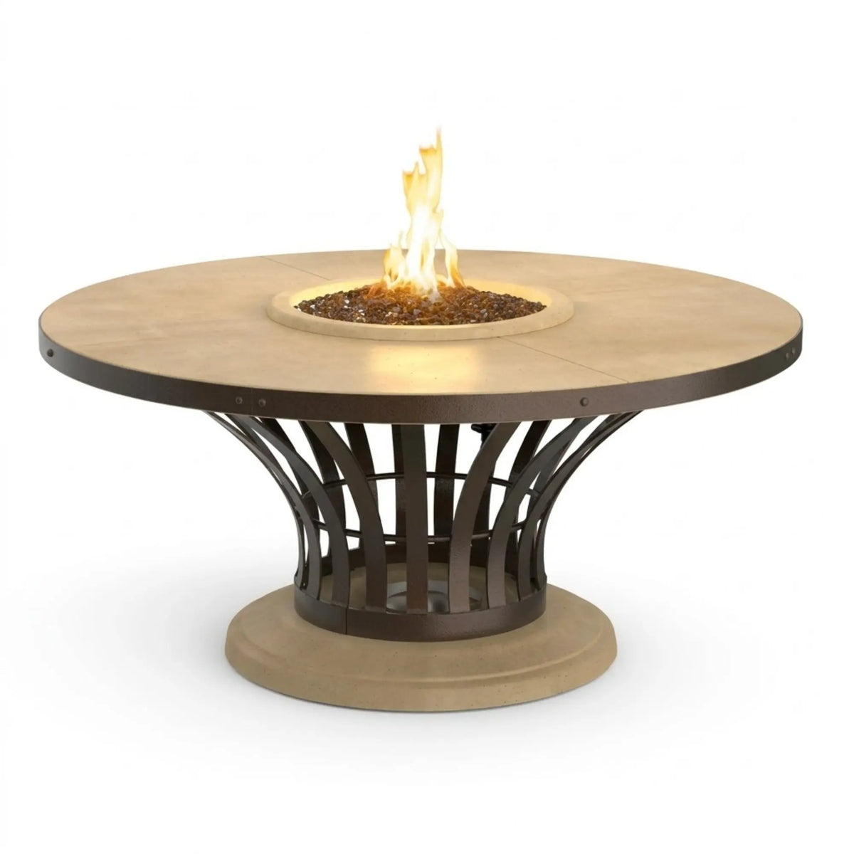 American Fyre Designs Fiesta 54" Round GFRC Gas Fire Pit Table American Fyre Designs