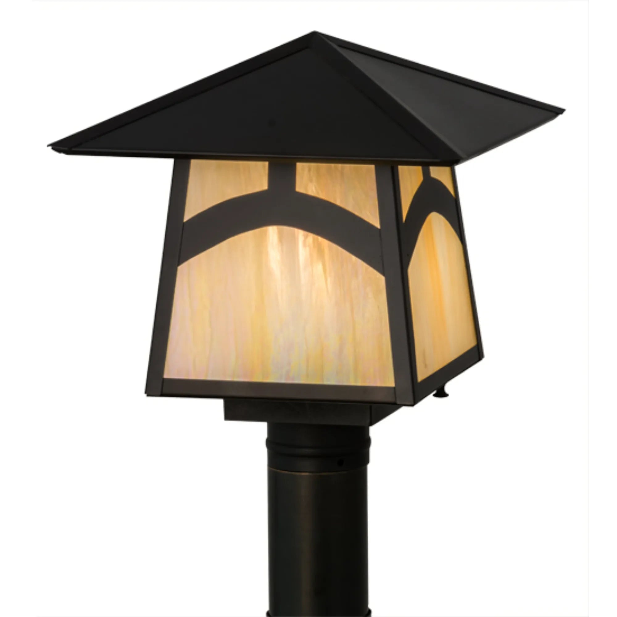 12"Sq Stillwater Hill Top Post Mount – Craftsman Brown – Wet-Rated – Meyda Lighting