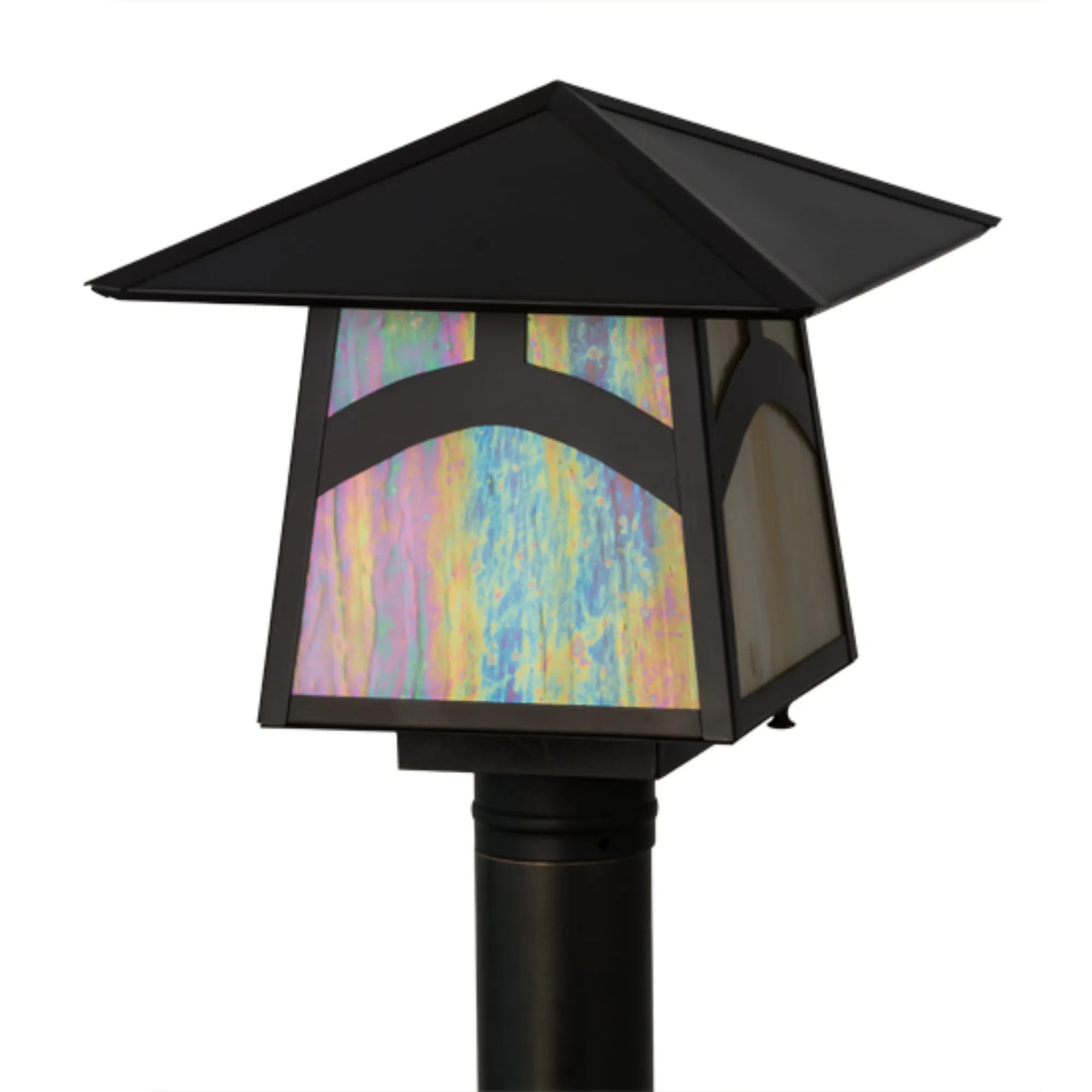12"Sq Stillwater Hill Top Post Mount – Craftsman Brown – Wet-Rated – Meyda Lighting