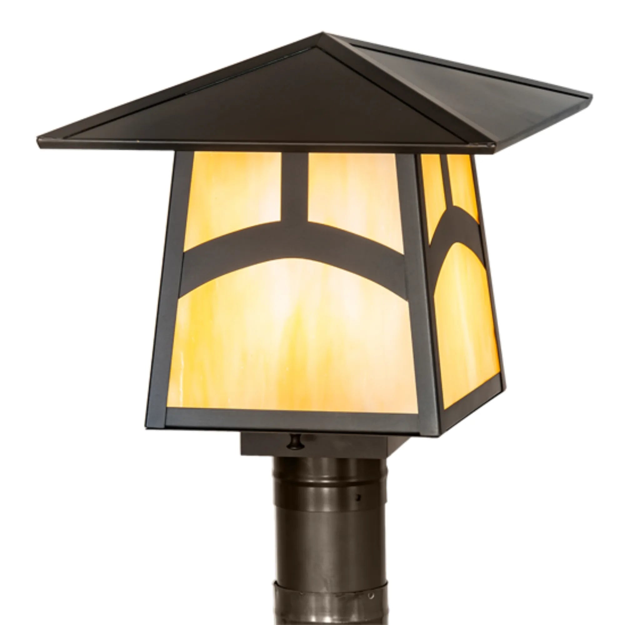 12.25" Square Stillwater Hill Top Post Mount – Craftsman Brown – Wet-Rated – Meyda Lighting