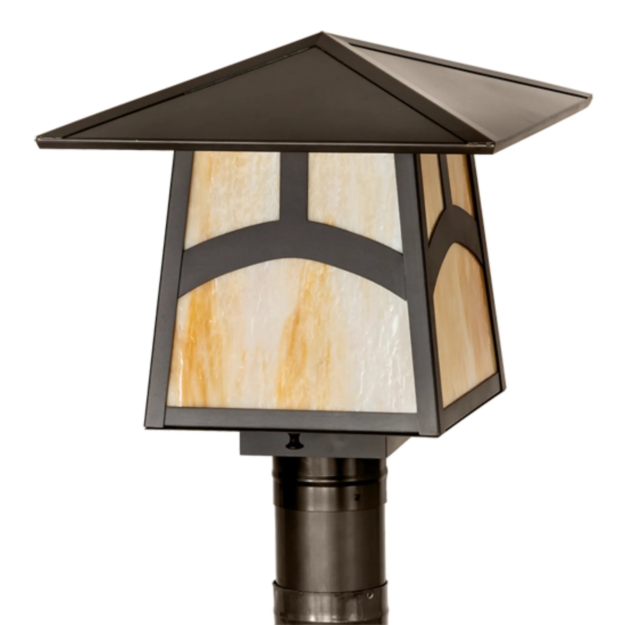12.25" Square Stillwater Hill Top Post Mount – Craftsman Brown – Wet-Rated – Meyda Lighting
