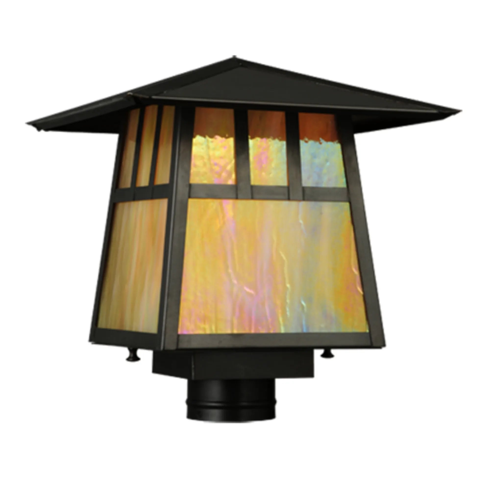 12"Sq Stillwater Double Bar Mission Post Mount – Craftsman Brown – Wet-Rated – Meyda Lighting