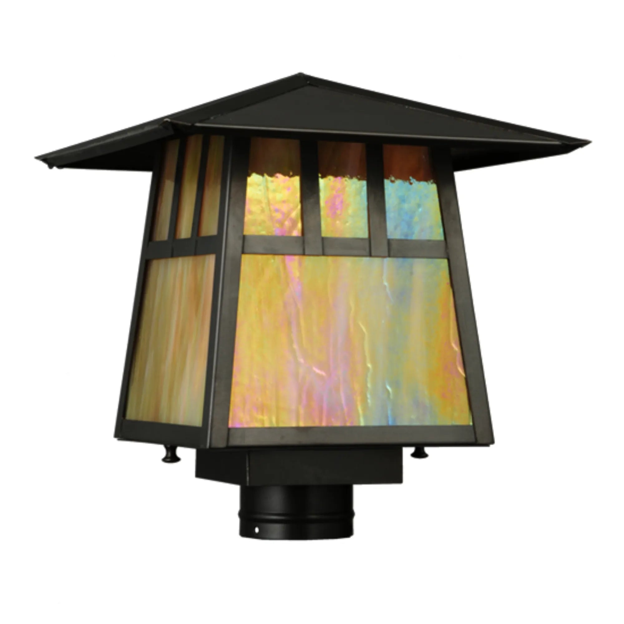 12"Sq Stillwater Double Bar Mission Post Mount – Craftsman Brown – Wet-Rated – Meyda Lighting