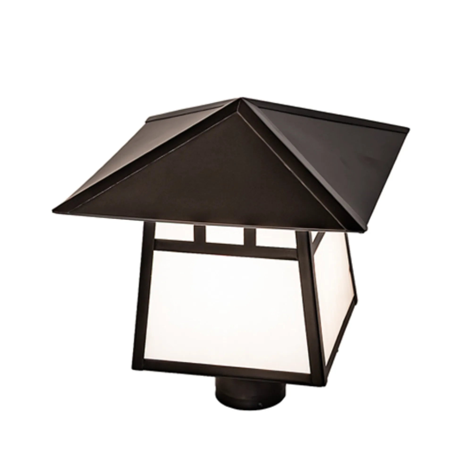 12" Square Stillwater Double Bar Mission Post Mount – Craftsman Brown – Wet-Rated – Meyda Lighting